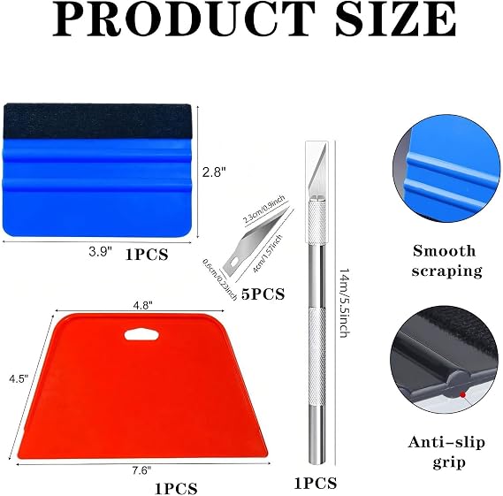 8 Piece Vinyl Wrap Tools,Wallpaper Kit,Wallpaper Smoother,Wallpapers Smoother Tool,Including Smoothers,Trimming Tool,for Vinyl Wrap,Install Wallpapers, Car Wrapping and Contact Paper