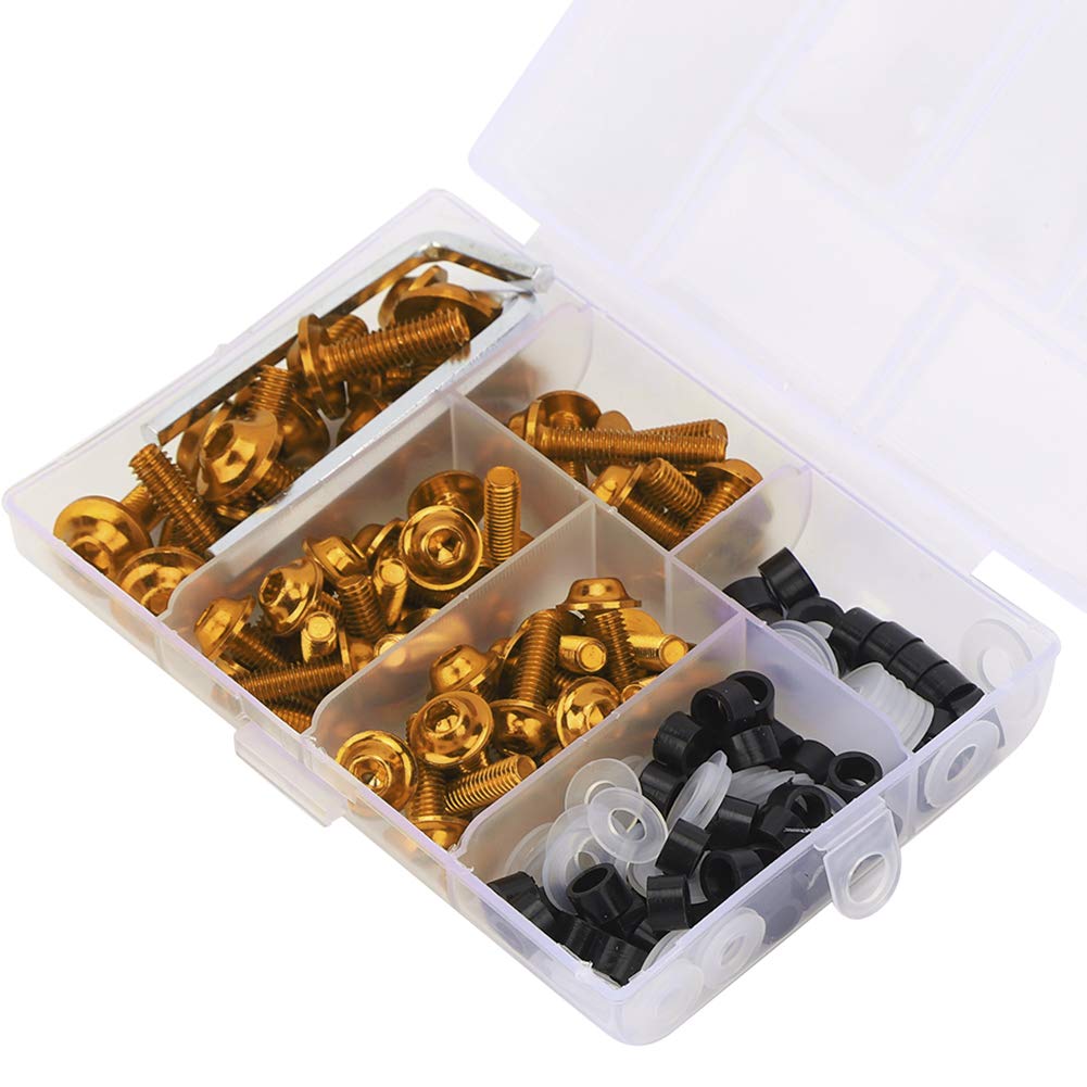 158Pz Kit di Bulloni per Carenatura Universale per Motocicletta, Viti per Parabrezza per Motociclette Bulloni per Carenatura in Alluminio Kit di Clip per Dadi(Oro)
