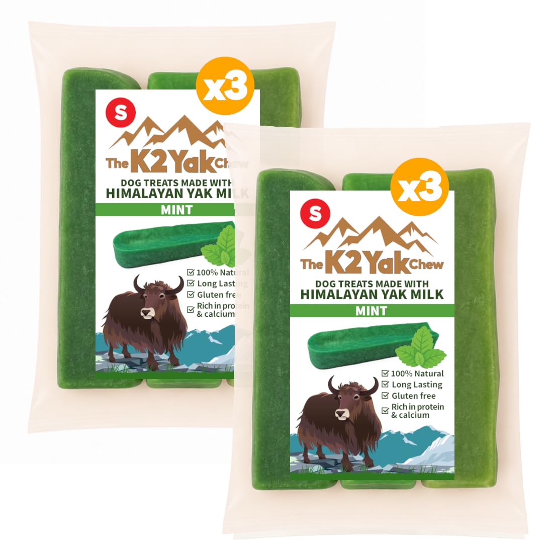 K2 Yak Chew Mint Small 6 Pack, Himalayan Yak Milk Dog Chews