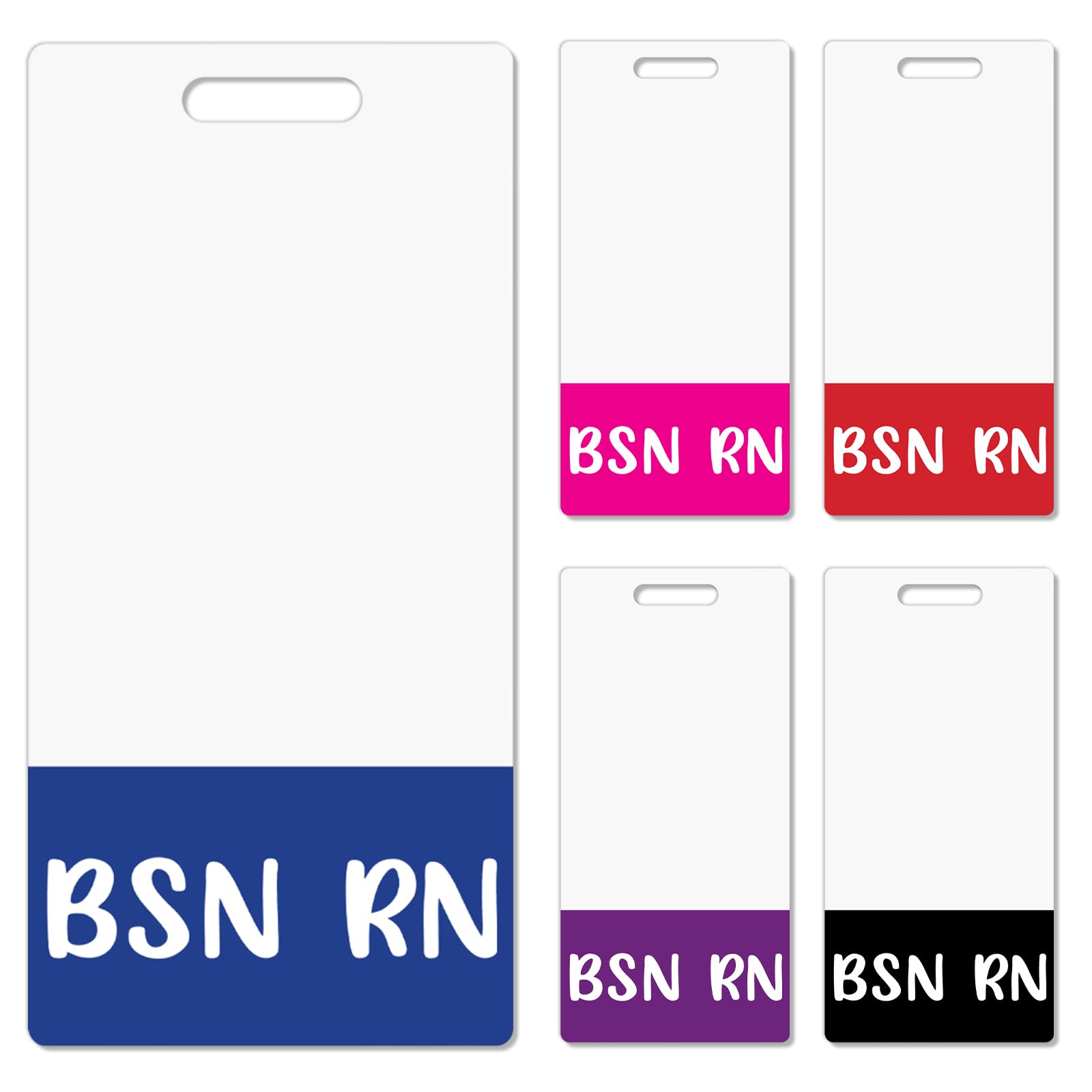 Besoar 5 Pack BSN RN Badge Buddy Card Holder - Vertical Bachelor of Science in Nursing Accessories Blue Pink Purple Red Black Colors ID Name Identification Tags