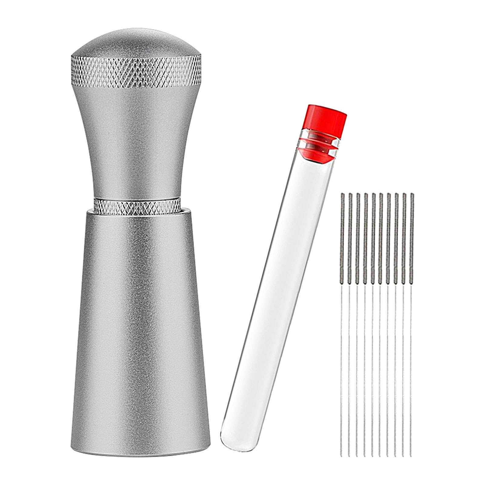 WDT Strumento Di Distribuzione Per Caffè Espresso Con Manico In Lega Di Alluminio E Aghi In Acciaio Inox 304 - 8 Aghi + 9 Di Ricambio, Supporto Incluso - 5