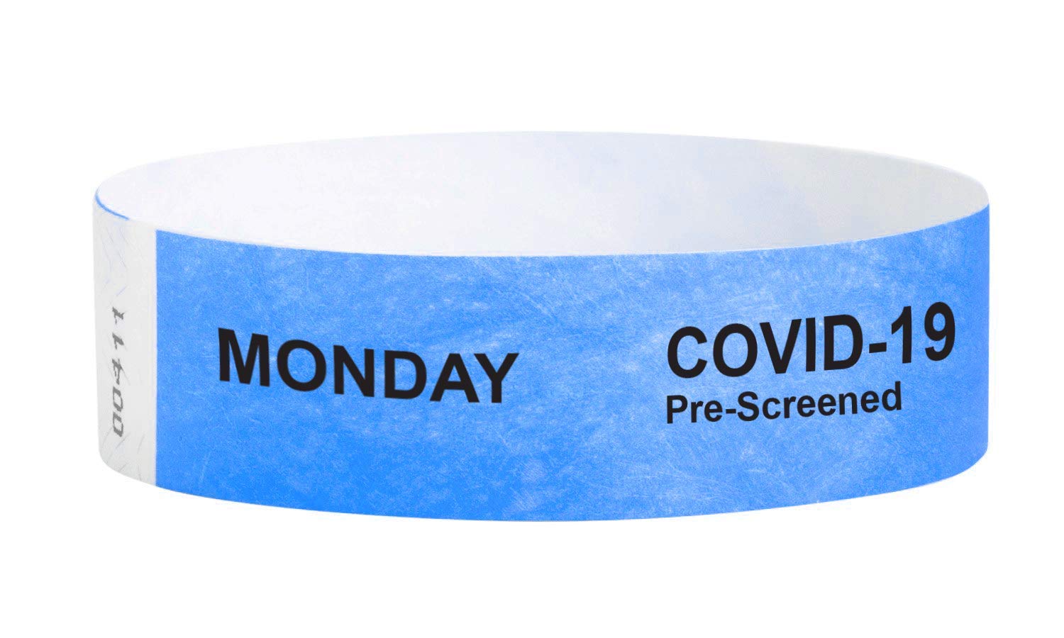 WristCo Tyvek Neon Blue COVID-19 Monday 3/4" Wristbands - 1000 Pack Paper Wristbands