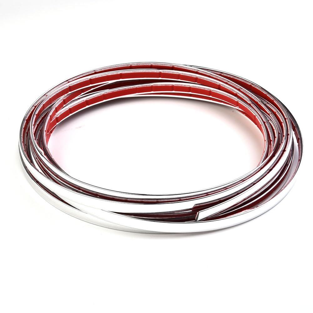 Striscia cromata per auto, 8 mm di larghezza x 5 m di lunghezza, in morbido PVC, per modanatura laterale della portiera, decorazione paraurti e protezione antigraffio, argento