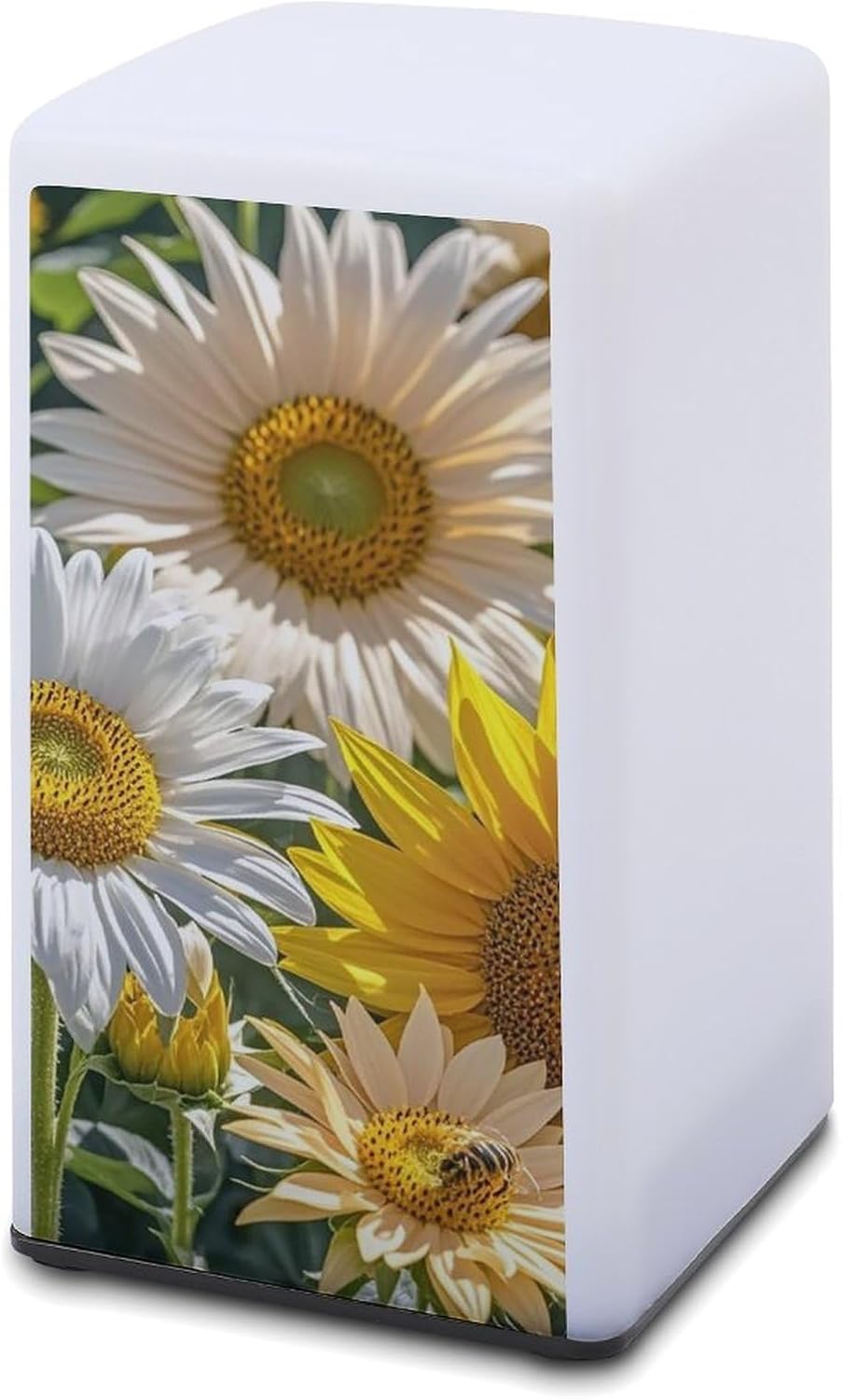 Desk Lamp for Office Home Dimmable Small Desk Lamp Sunflowers Daisy Rose Flowers Battery Operated Lamp for Reading Study Work