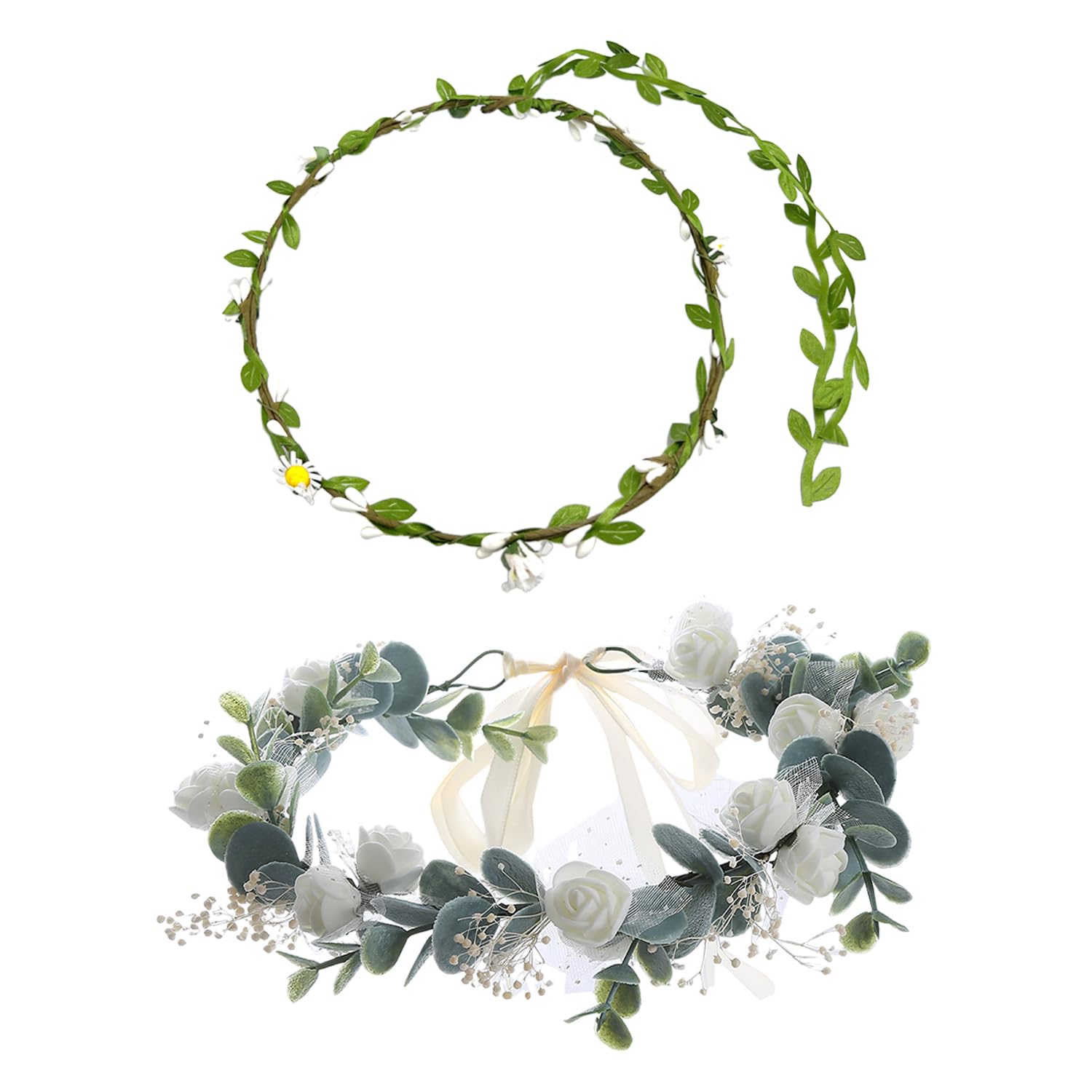 XMNIVATE 1 Piece Women'S Hair Accessories, 1 Piece Daisy Headdress Garland, Bride Decoration Wedding Garland, Women'S Simulation Garland