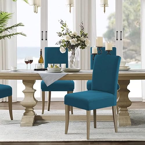 Miniatura 3 de H.VERSAILTEX Juego de 4 fundas 100% impermeables para sillas de comedor, fundas elásticas para sillas de comedor, fundas protectoras para sillas de