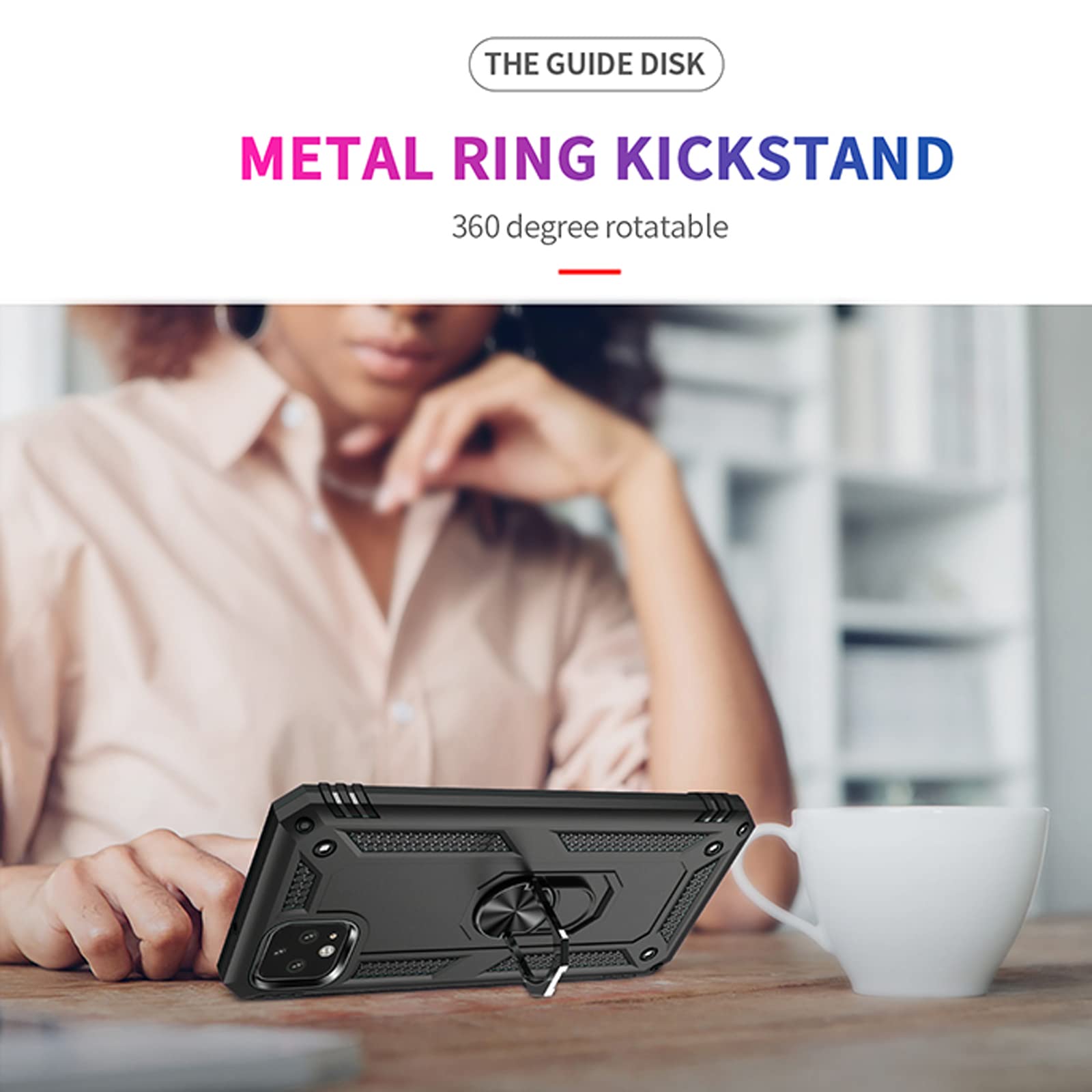 Asuwish Cover Per Google Pixel 4a Con Anello Metallico E Supporto Magnetico, Blu, + Vetro Temperato - 2