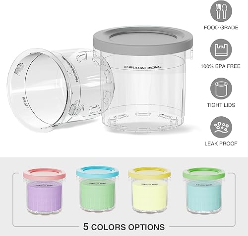 Miniatura 4 de Contenedores de repuesto para pintas y tapas de crema ninja, paquete de 4, tazas de 16 onzas compatibles con Ninja NC301 NC300 NC299AMZ Series Ice