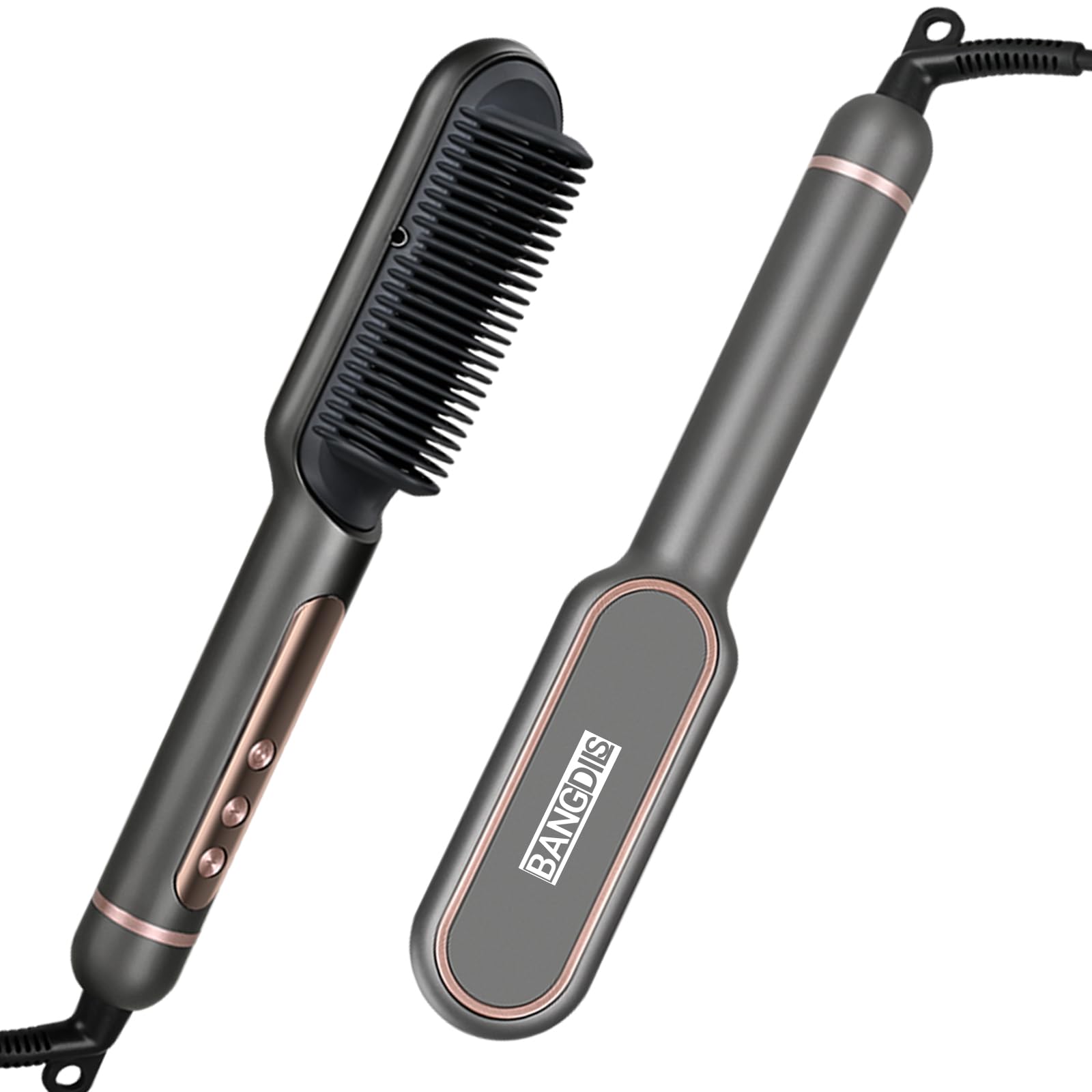 Cepillo alisador de cabello mejorado: plancha alisadora de cabello con iones negativos, calentamiento rápido en 30 segundos, 9 configuraciones de temperatura y pantalla LED