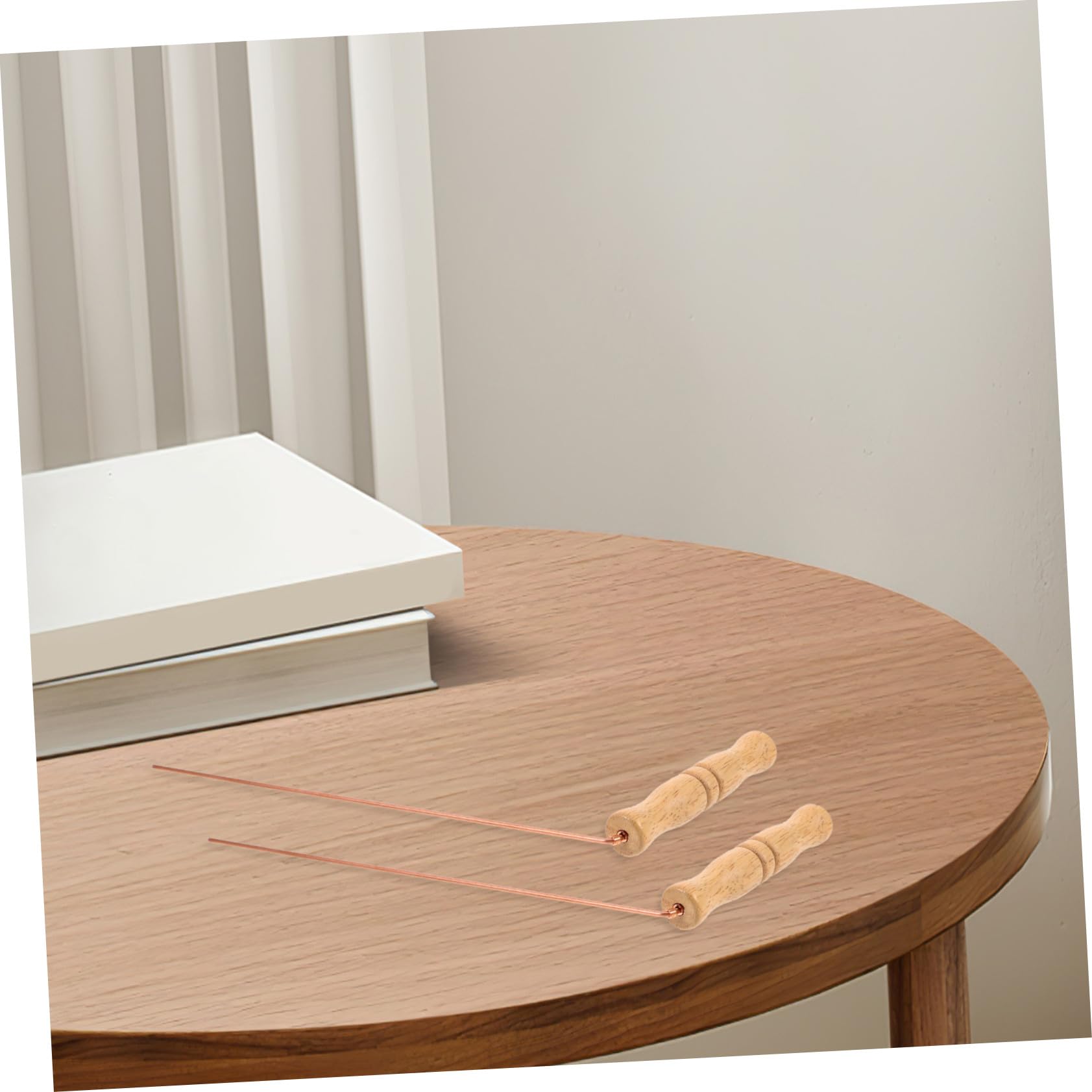 TOYANDONA 2 Pièces Baguettes de Sourcier en Cuivre Pur, Outils de Divination Portables et Fiables, Matériel en Bois et Laiton, pour Chasse Fantôme et Prospection d'or