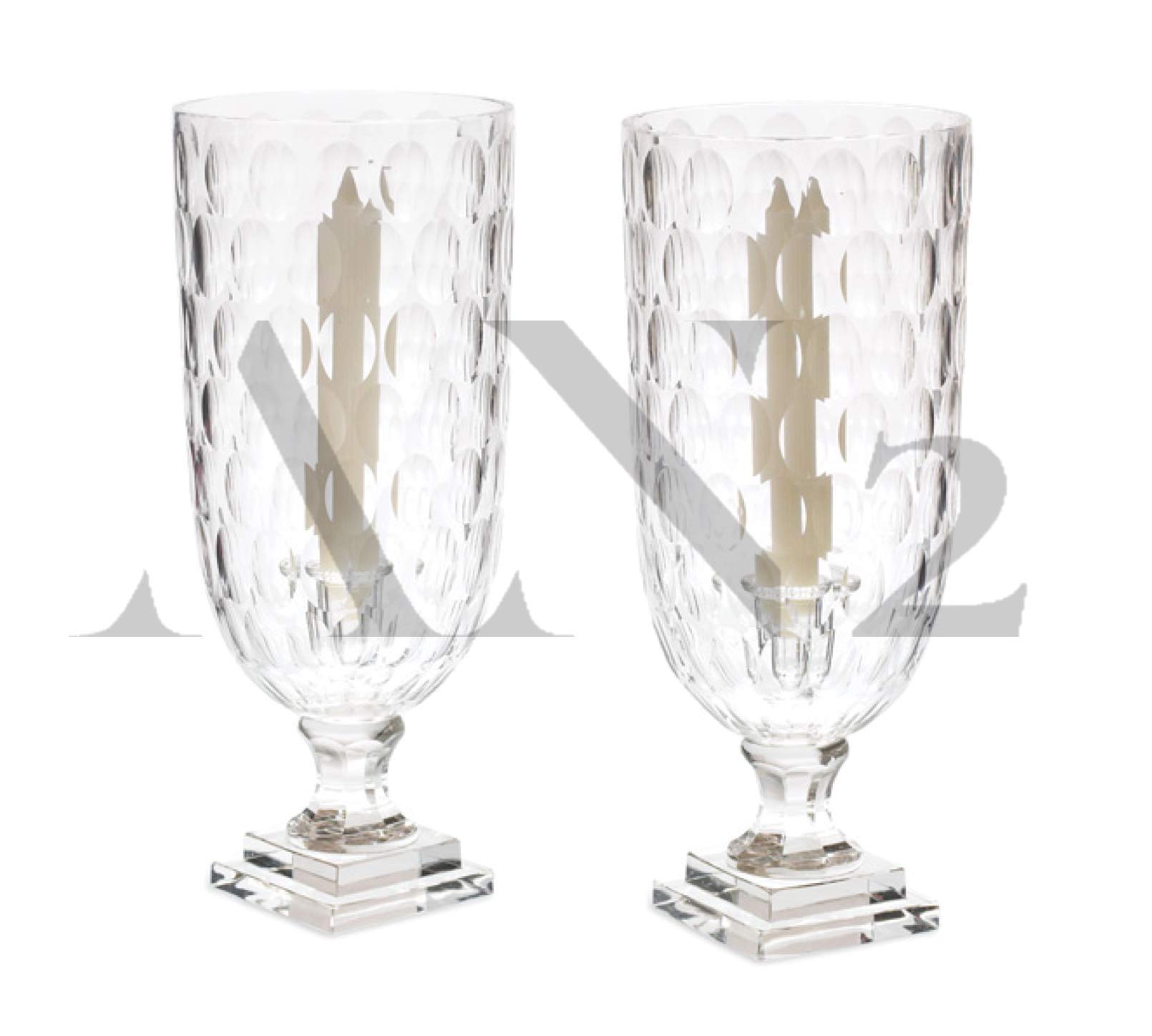 AN2 Candle Holder Hurricane Dots Cut Set of 2