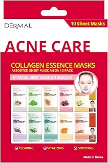 DERMAL Acne Care Collagen Essence Masks Assorted Sheet Mask Mega 10 Pack - The Ultimate Supreme Collection for Every Skin ...