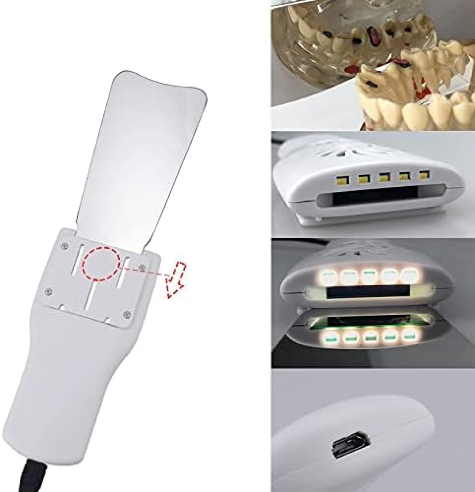 Specchio Bocca Dentale con Specchio Orale Leggero, Specchio LED per Ispezione dei Denti, Specchio Bocca Antiappannamento, Strumento per L'igiene Orale del Dentista, Ricaricabile, con Ventola