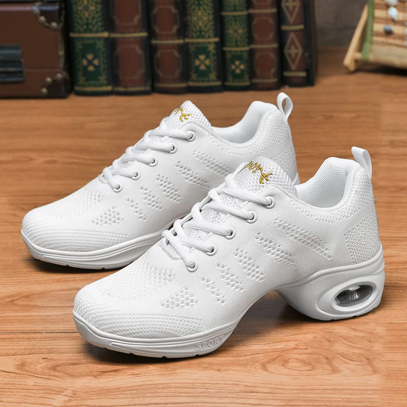 Women's Jazz Shoes Lace-up Dance Sneakers Lady Split Sole Air Cushion Modern Dance Shoes Platform3