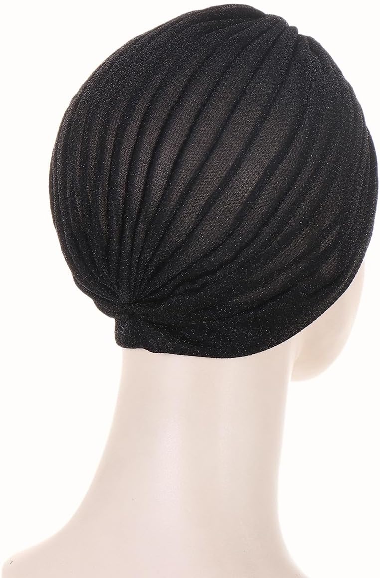 Stretchy Bright Silk Turban Cap Chemo Head Wraps Twisted India's Hat Pre-Tied Bonnet Turban for Women Girl - Image 3