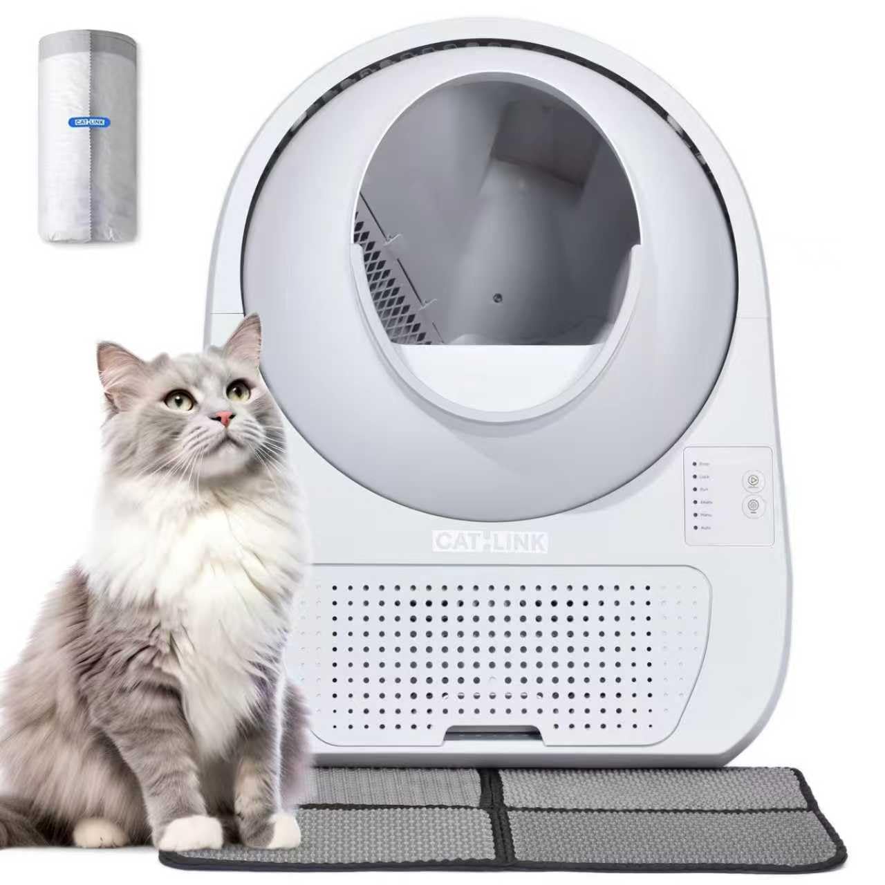 CATLINK 2025 Upgrade Automatic Cat Litter Box Self Cleaning for Multiple Cats with Mat, Double Odor Removal, Cat Litter Box for Cats from 3.5～22 lbs