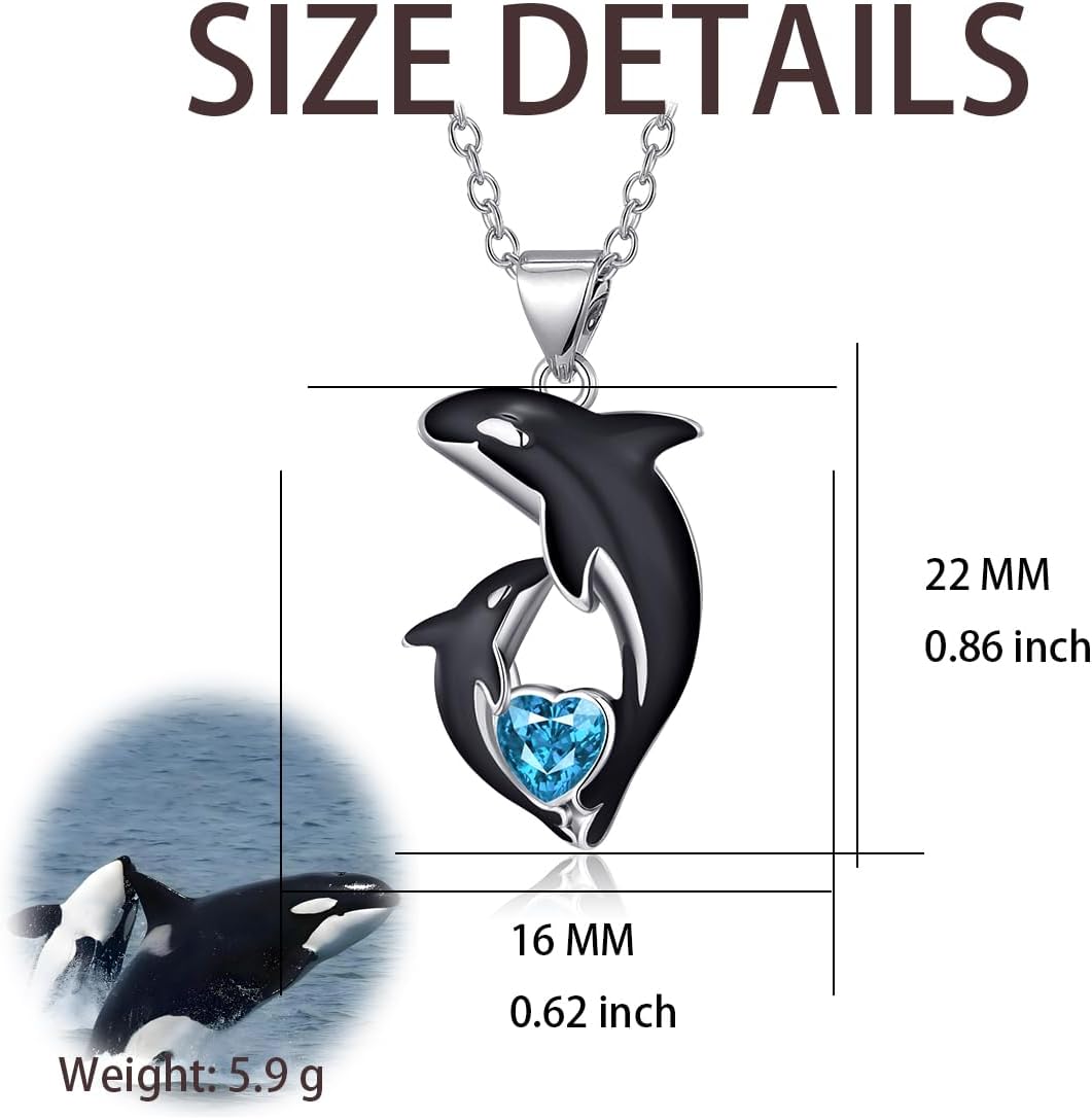 Killer Whale Orca Necklace Orca Mothers Day Jewelry Gifts for Women Mom Daughter - Image 3