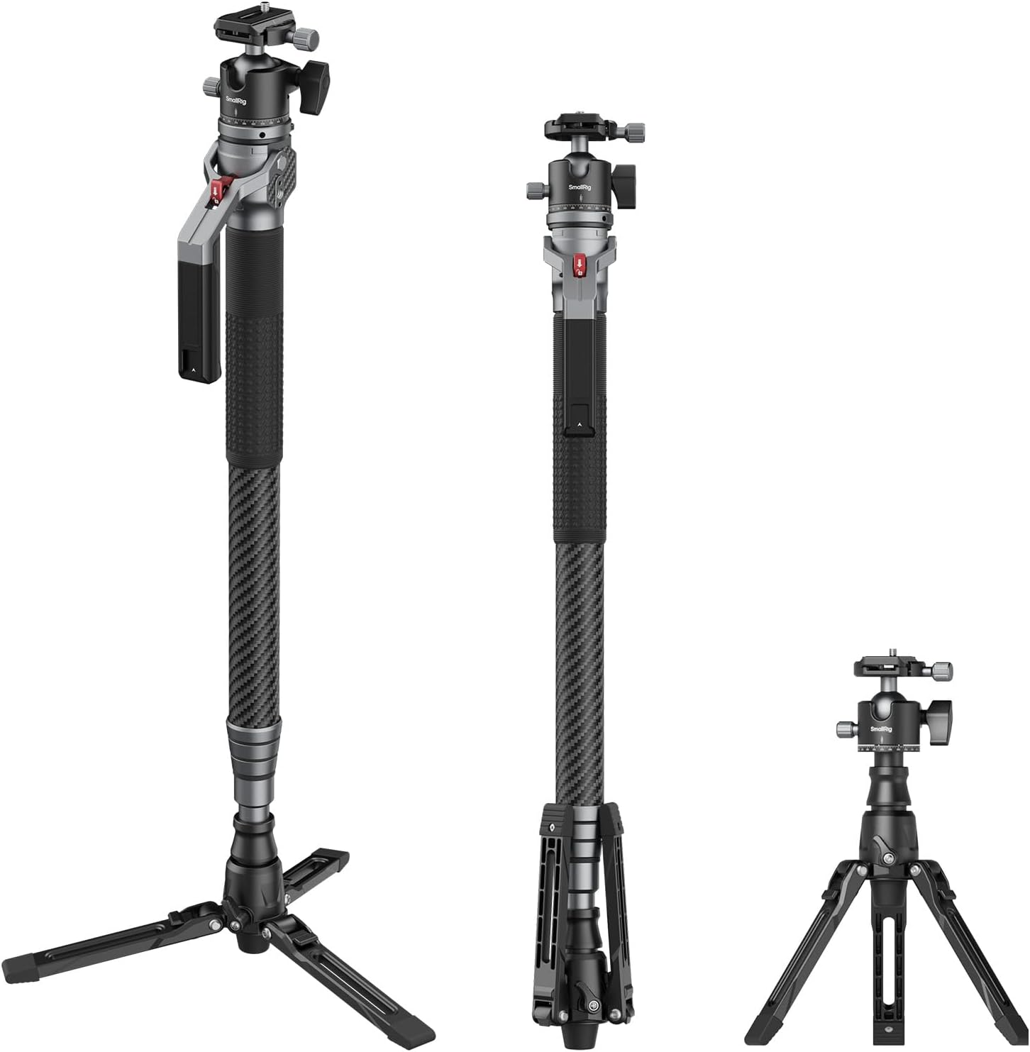 SmallRig 166.5cm / 65.6" Carbon Fiber Monopod for Camera, Compact Camera Monopod with One-Touch Height Adjustment, Max. 5kg Playload Ball Head, Storage Size of 68cm / 26.8", Weighs 1.72kg / 3.8lb
