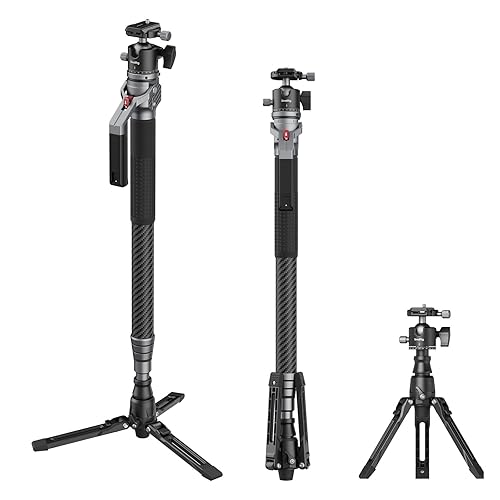 SmallRig 166.5cm / 65.6" Carbon Fiber Monopod for Camera, Compact Camera Monopod with One-Touch Height Adjustment, Max. 5kg Playload Ball Head, Storage Size of 68cm / 26.8", Weighs 1.72kg / 3.8lb