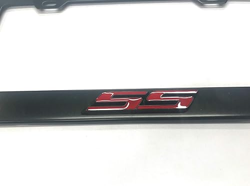 Miniatura 2 de Soporte para placa de matrícula con emblema de Camaro SS negro 3D de acero inoxidable para Chevy Camaro (2 blanco)