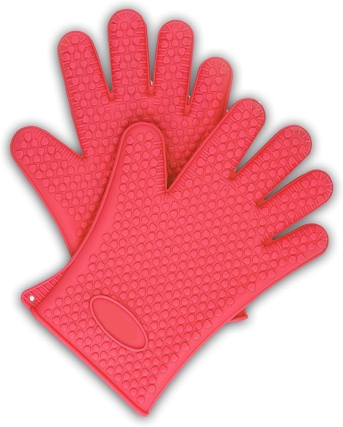 Image of 1 pcs Heat Resistant Silicone Glove for Cooking, Five-Finger Silicone Gloves Oven Microwave Insulated Gloves Anti-Scald Baking Tool. (Multicolor)