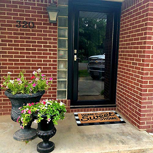 Levinis Outdoor Doormat 3×2- Durable And Machine Washable Black And White Outdoor Mat Cotton Farmhouse Porch Rugs Hand-Woven Buffalo Plaid Door Mats For Front Porch Decor #TOP7
