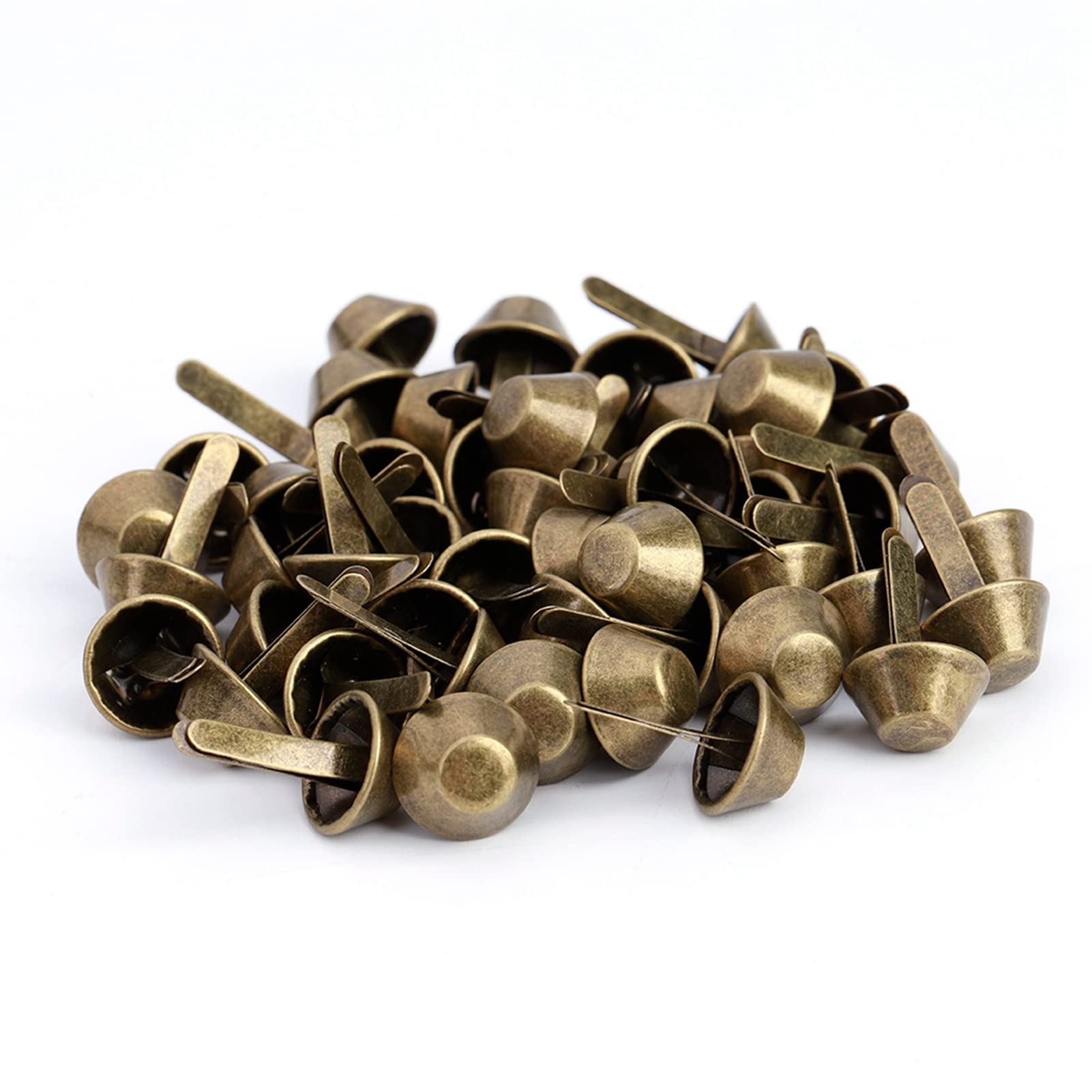 Hilitand Brass 50Pcs Nailhead Stud,Purse Handbag Cone Feet Nailhead Stud Spike Leather Craft Supplies(10Mm-)