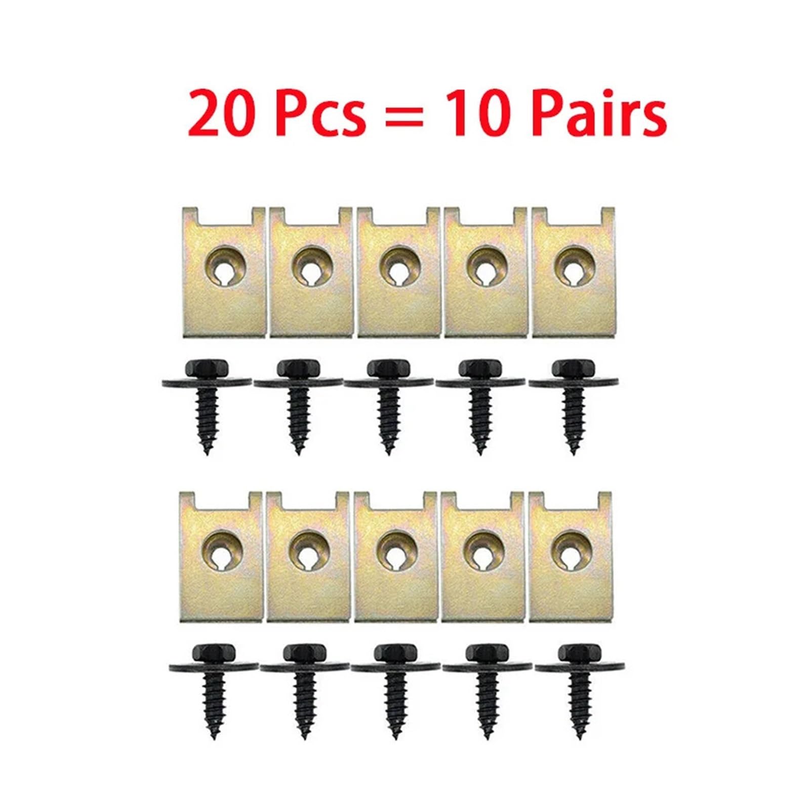 CLENEA 20Pcs Chassis Engine Guard Metal Nut/Screw Washers U-Shape Clip Car Fender Bumper Cross Head Screws for E46 E92 E90 F10