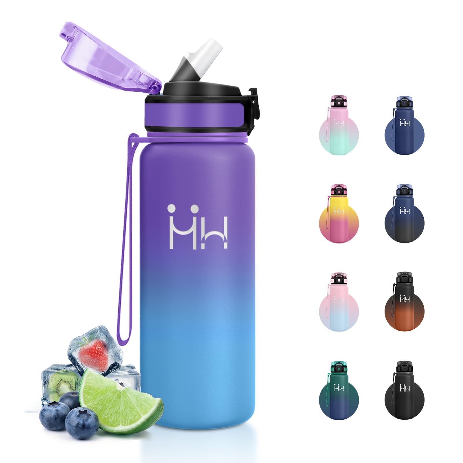JAPORIA 750ml Gym Water Bottle Stainless Steel with Thermal Straw BPA Free for Training, Travel, Cycling