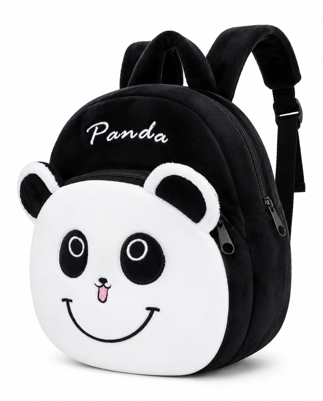 Panda Kids Plush Backpack, Black & White Soft Velvet Bag-image-26