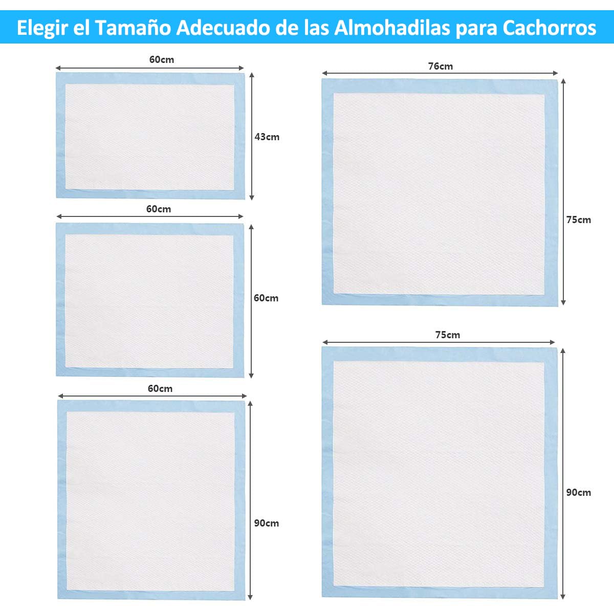 RELAX4LIFE 150 x Almohadillas Higiénicas Desechables de 5 Capas para Cachorros, Almohadillas de Fieltro de Fibra y Papel Flotante para Perros de Todas Las Edades, Ultraabsorbente (60 x 90 cm)