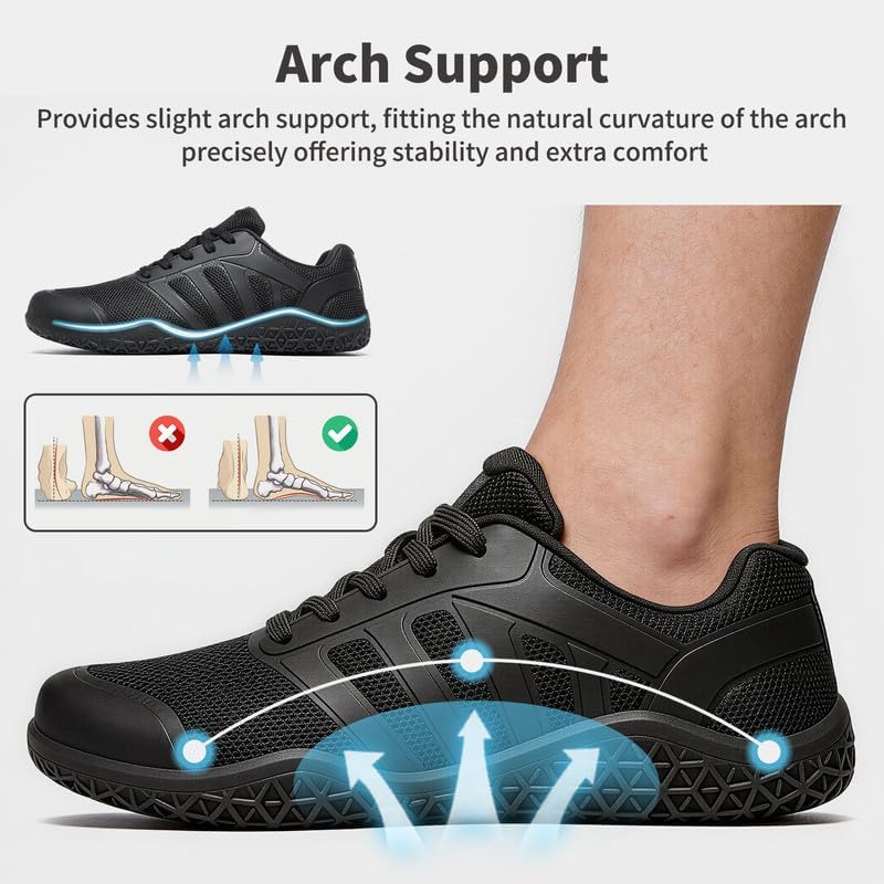 ziitop Barefoot Shoes Men Sneakers Casual Wide Toe Box Running Footwear Zero Drop Tennis Minimalist Walking Grounding Shoes for Gym Workout Weightlifting Hiking Cross Training Trail Climbing