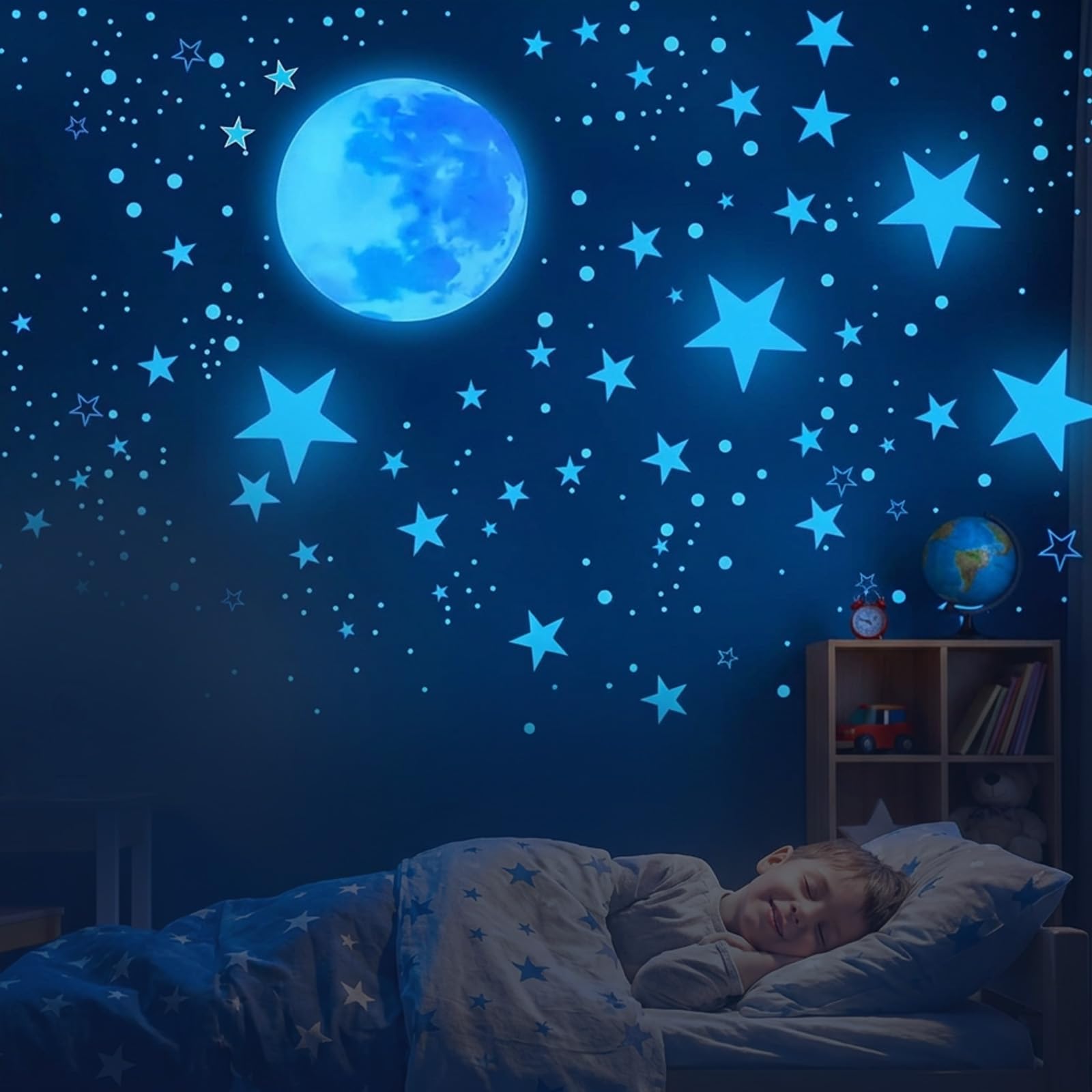 Autocollants Lumineux 629 Pcs Étoiles Phosphorescentes-gomettes Autocollantes Enfant Plafond Stickers Fluorescents Décoration Plafond Chambre D'enfant, Azul
