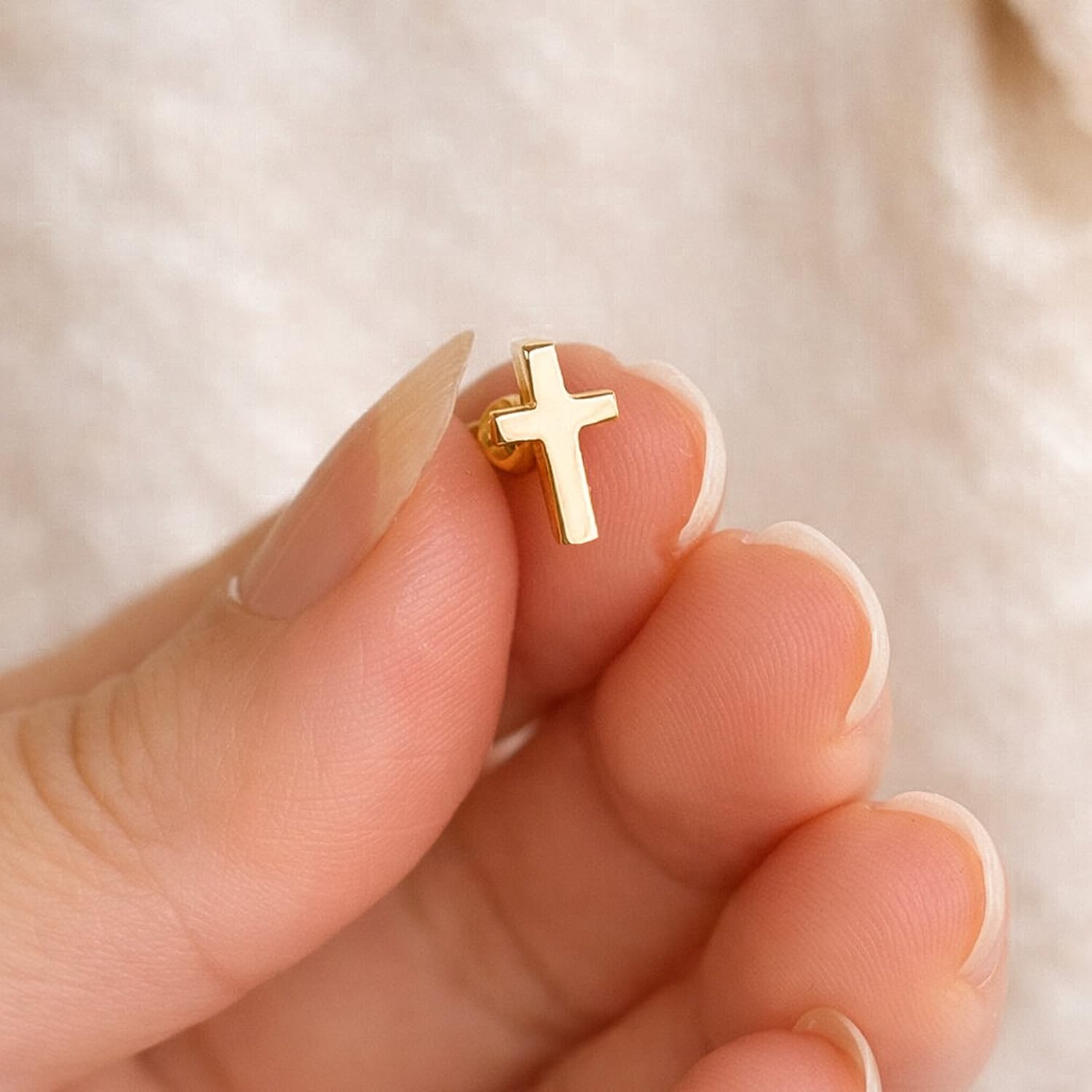 Cross Stud Earrings – Gold, Rose Gold or Sterling Silver, Dainty Christian Jewelry Gift for Her