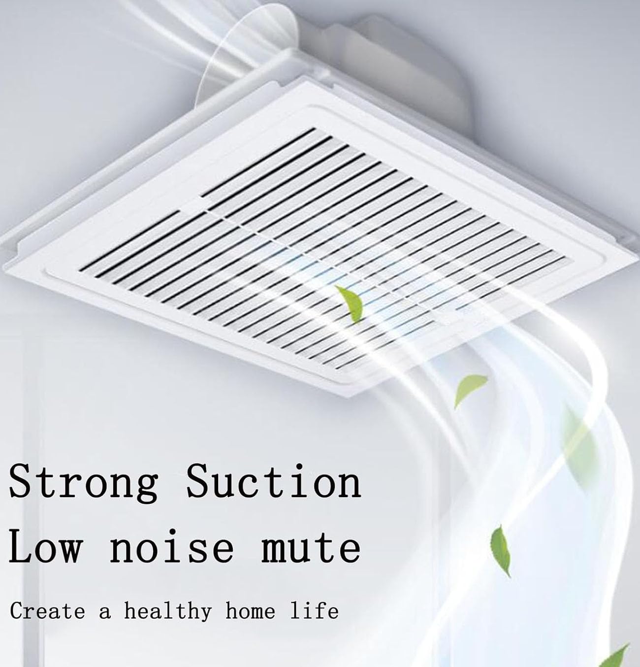 ICEMOB Ventola Aspirazione 300 * 300 Mm,Estrattore Aria Silenzioso Montaggio A Parete O A Soffitto,Aspiratore Bagno con Valvola di Ritegno,Griglia in ABS Bianco,per Cucina,Garage