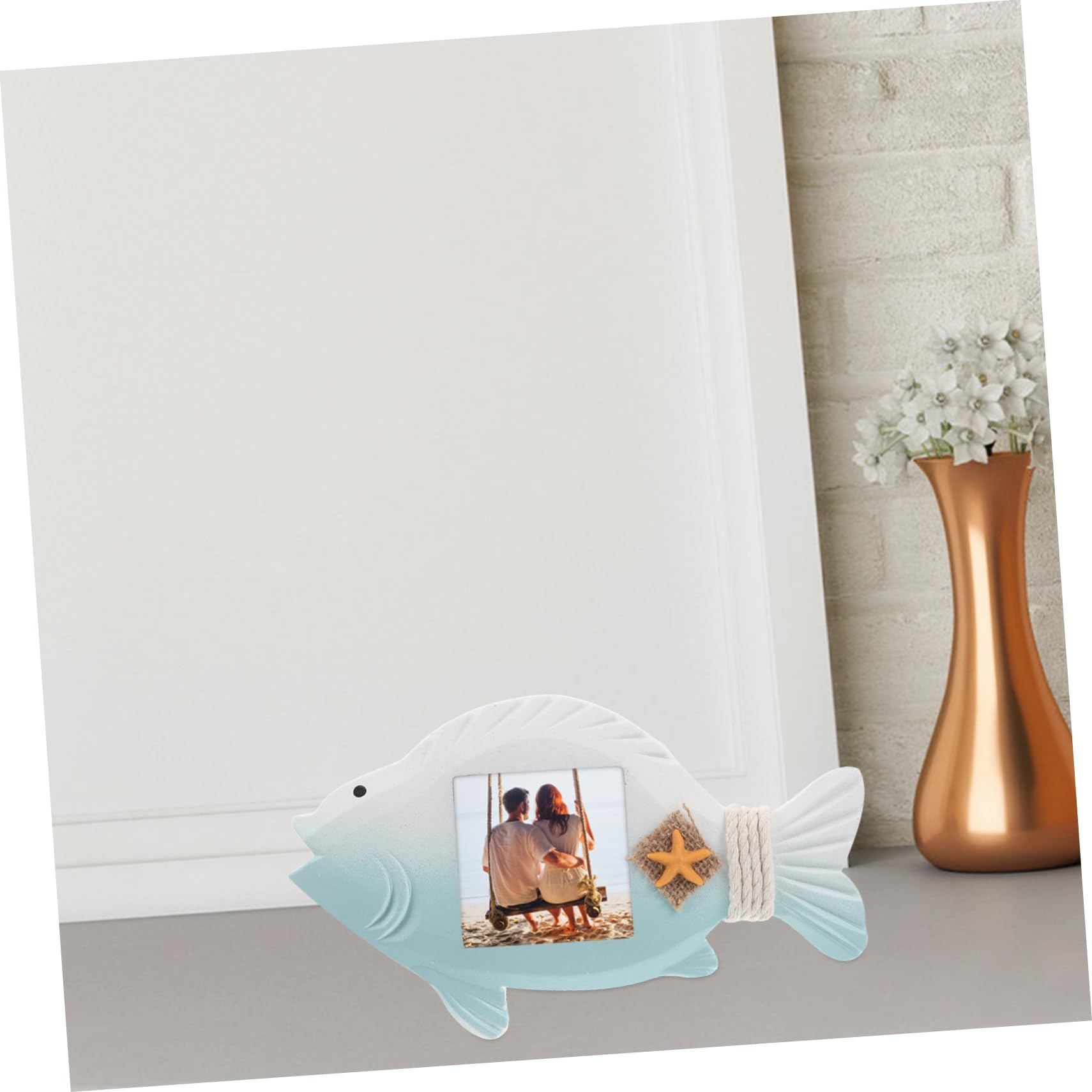 Amazon.co.jp: GARVALON 魚の形した 地中海風の 木製フォトフレーム 多