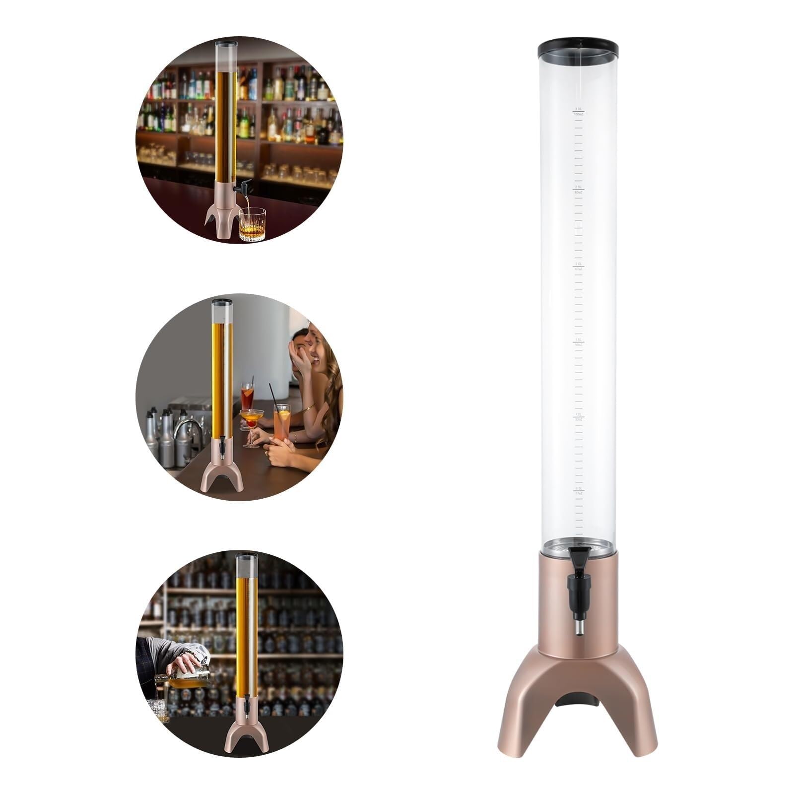 Distributeur de Boissons Beer Tower avec Robinet et Tube à Glace pour fêtes (Or Rose)