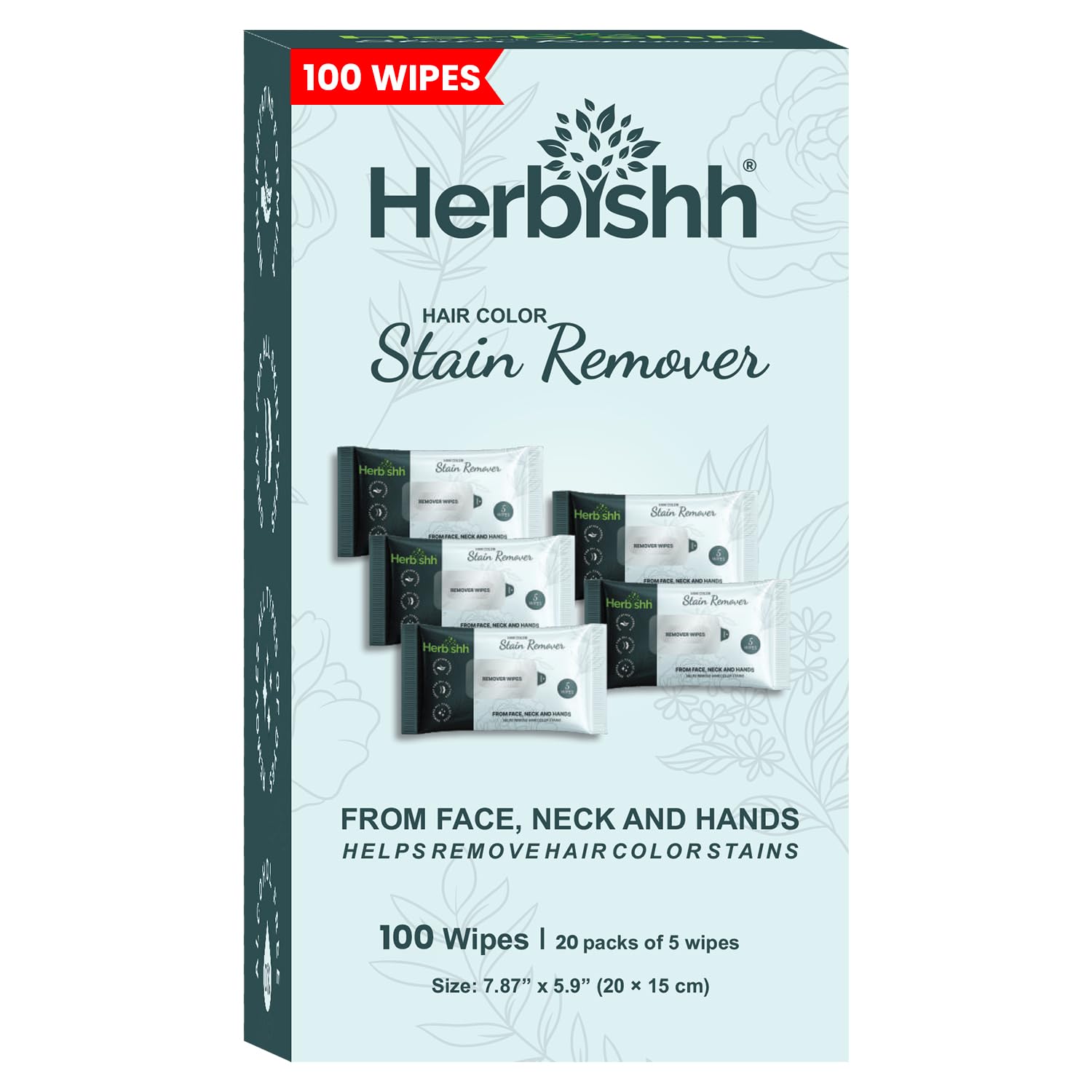 Herbishh Hair Color Stain Remover Wipes | Gentle Formula for Dye Cleanup | Easy Clean Hair Color Remover Wipes for Skin