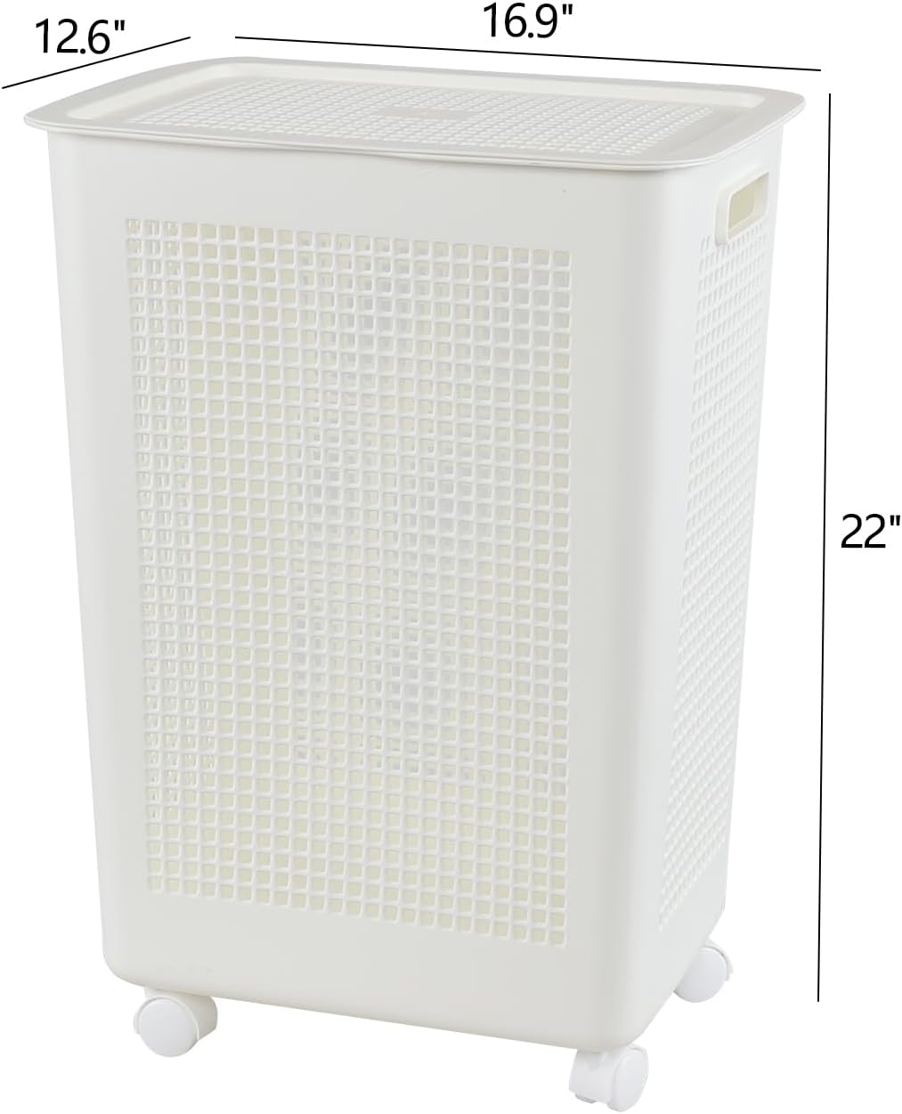 4-Pack 65 L Plastic Slim Laundry Hamper with Lid, Wheels and Pull Handles, Large Tall Laundry Basket, White