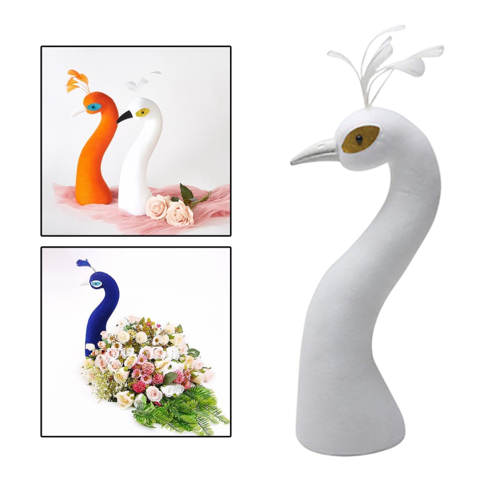 perfk Paon tête de Mannequin, décor d'arrangement floral, décoration de la panier ornement pour fête de Thanksgiving douche nuptiale, Blanc