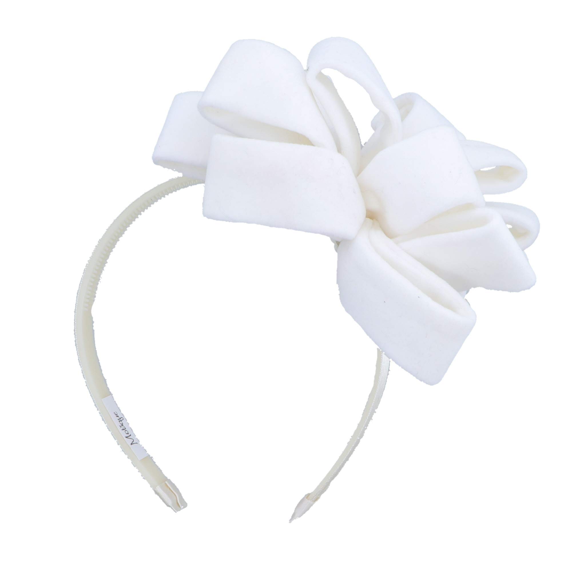 Beautiful Velvet Flower Fascinator Headband for Women and Girls - White
