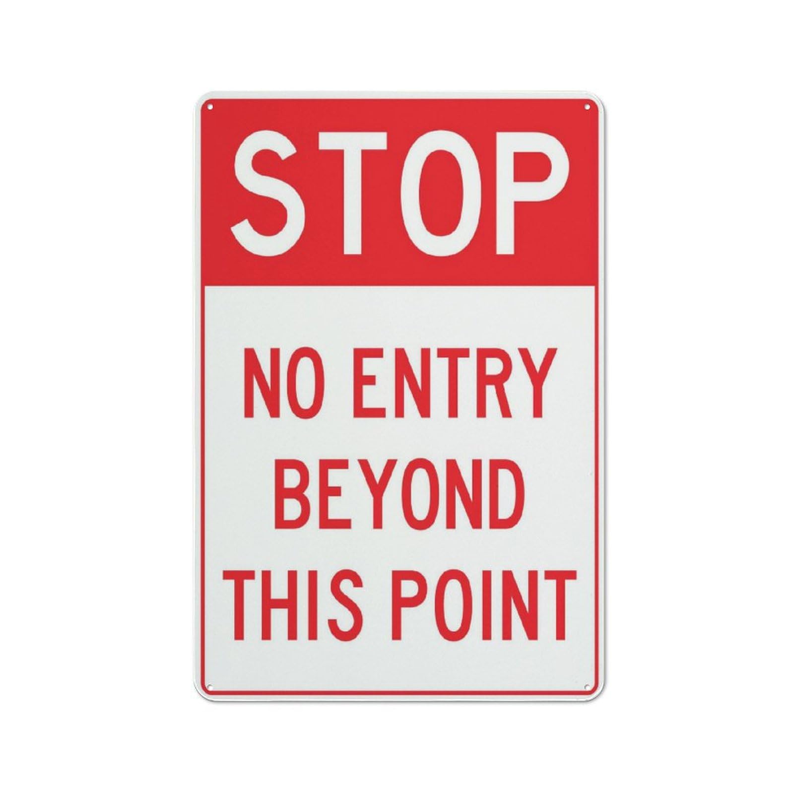 Xewazd A2000 Metal Sign Stop No Entry Beyond This Point Rust-Resistant 8"X12" Aluminum Sign - Clear Printing, Easy To Mount
