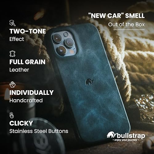 Miniatura 10 de Bullstrap Funda de cuero prémium compatible con Apple iPhone 13 Pro y MagSafe Charger, edición South Beach