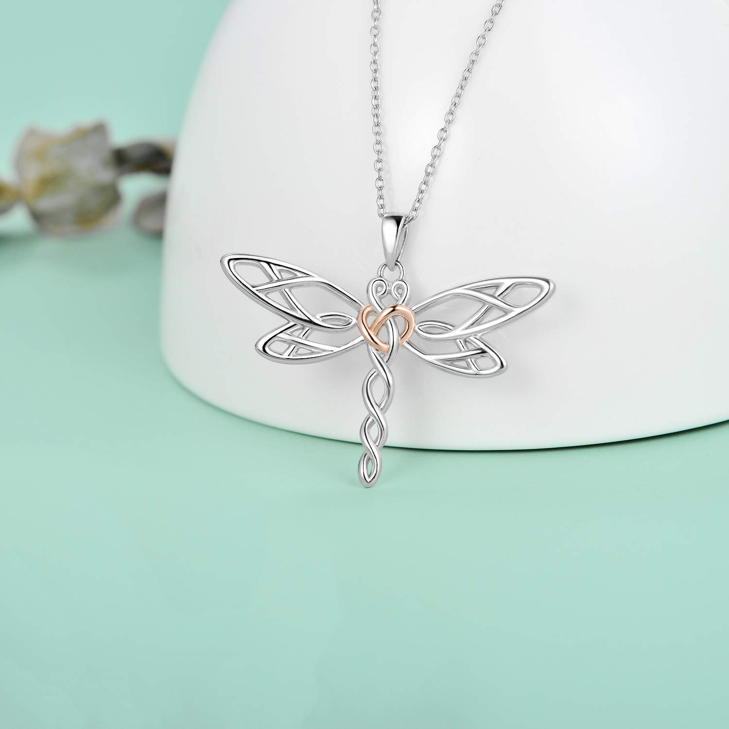 Collar de libélula de plata de ley 925 con colgante de animales, joyería delicada para regalos de cumpleaños para mujeres, 45,7 + 5,1 cm