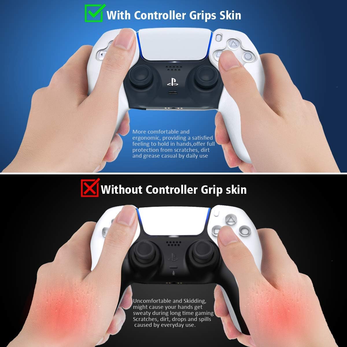 PS5 Controller Grip Skin Compatible with Playstation 5 PS5 Controller, OIVO L/R Controller Grips 2 Pairs with 4 Thumb Grips Compatible for Playstation 5 PS5 Controller
