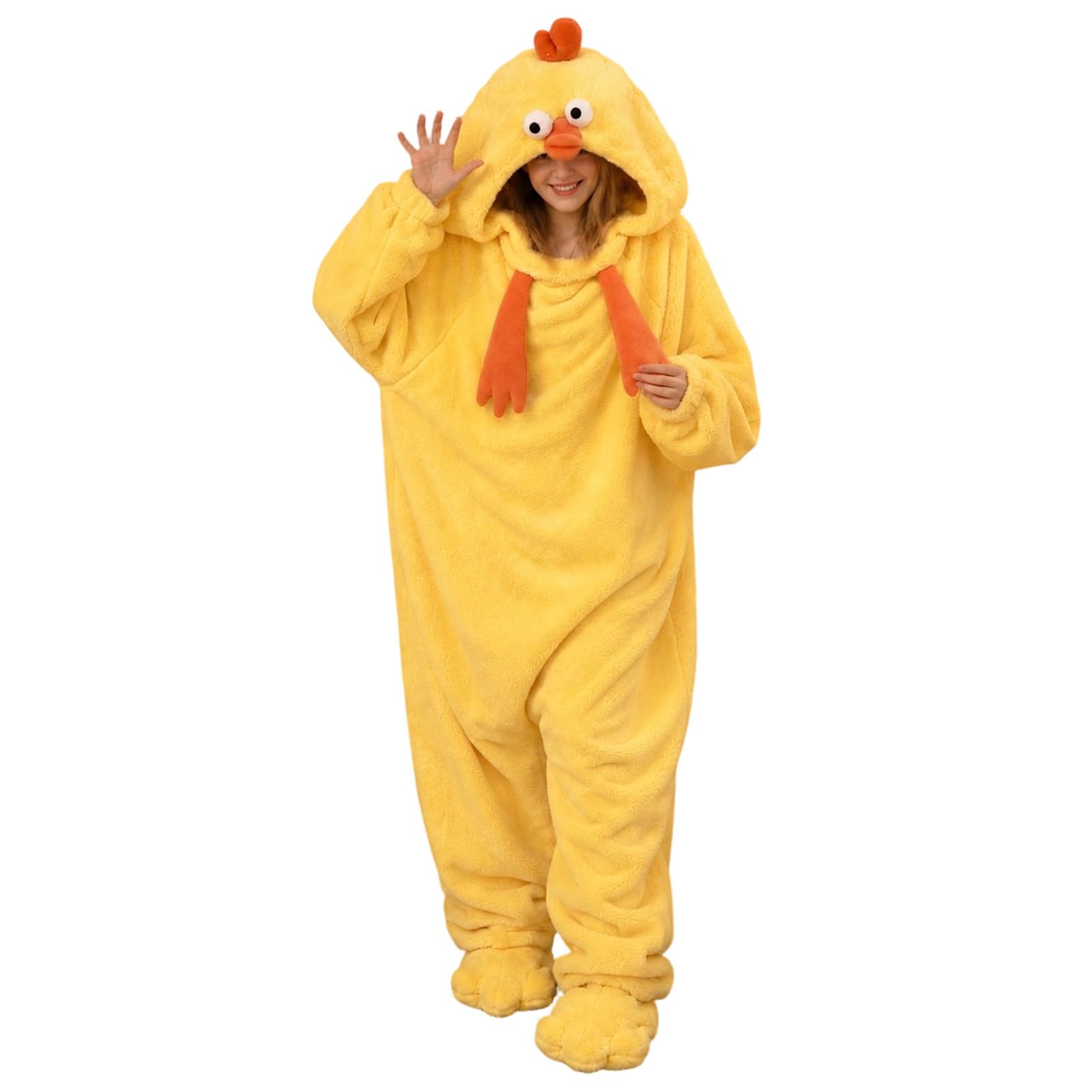 Halloween Einteiler Schlafanzug Damen Kleiner Gelber Küken Nachtwäsche
