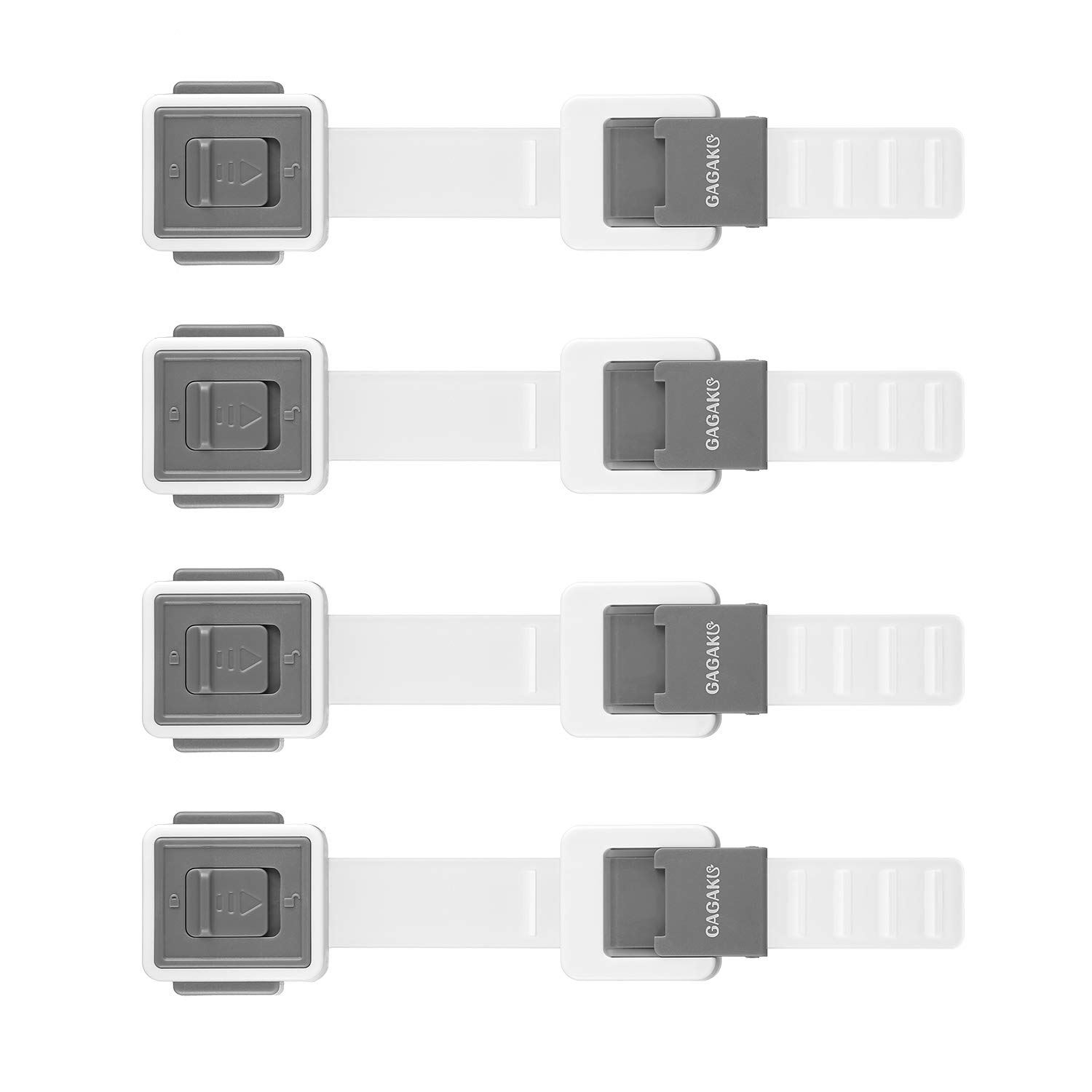 GAGAKU Dual Action Multi Use Safety Latches Baby Safety Locks for Cabinet Cupboard Drawers Fridge - 4 Count