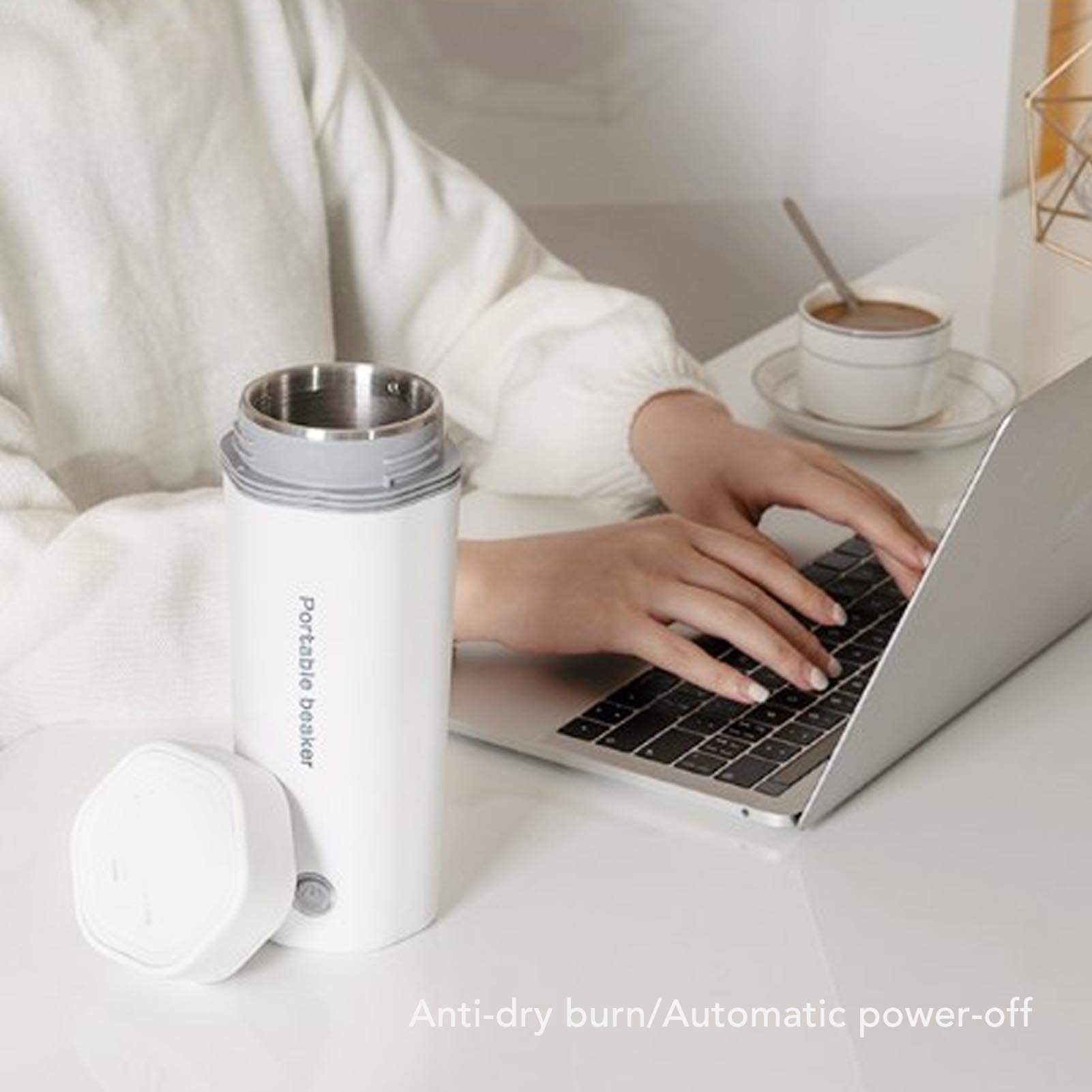 TOPINCN Tetera Eléctrica Portátil, Mini Tetera de 350 Ml de té con 4 Preajustes Variables, Caldera de Agua de Viaje de Acero Inoxidable, Apagado Automático (EU enchufe 220V)