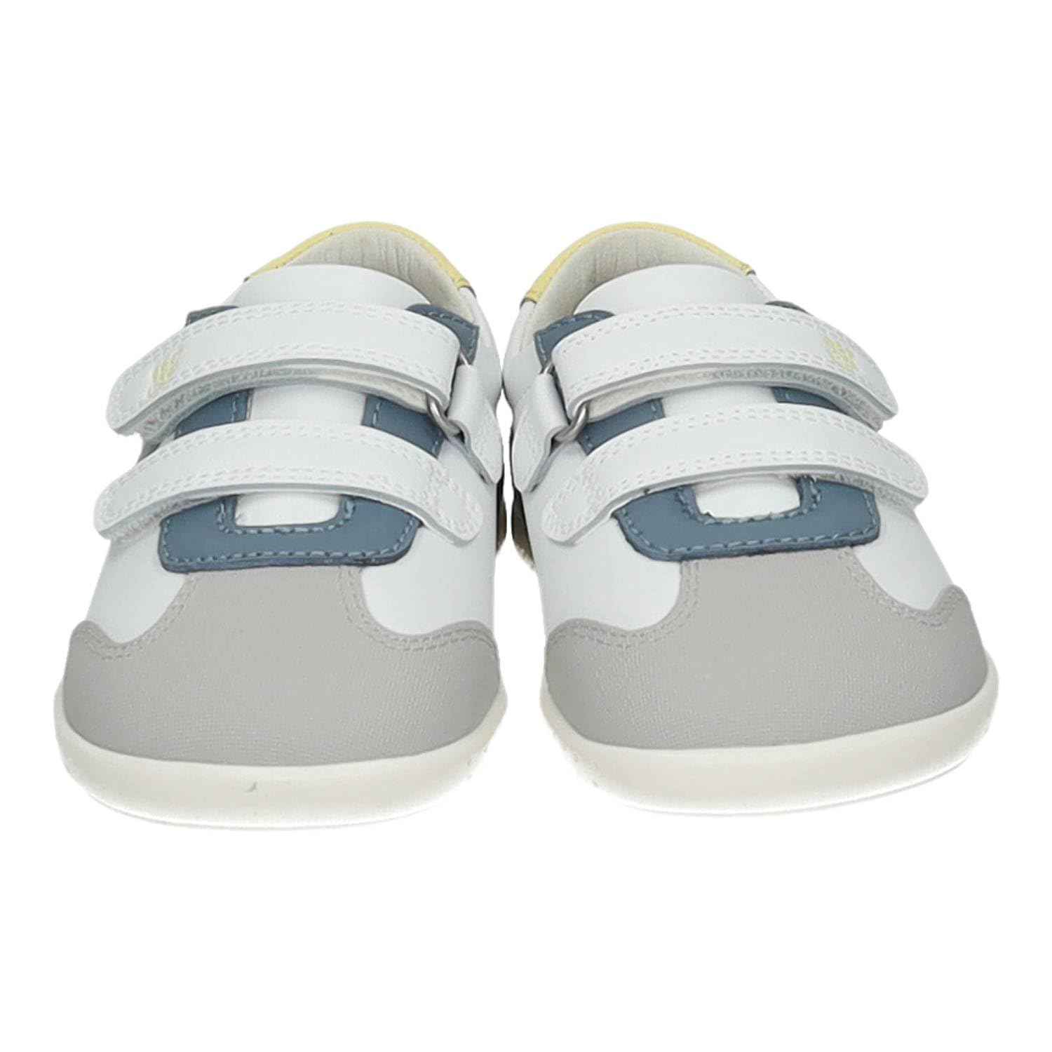 GARVALÍN 262320-C863 Calzado Respetuoso Barefoot Infantil con Doble Cinta Textil Adhesiva, Puntera Ancha y Suela Flexible Blanca Azul Gris NIÑO Deportivos