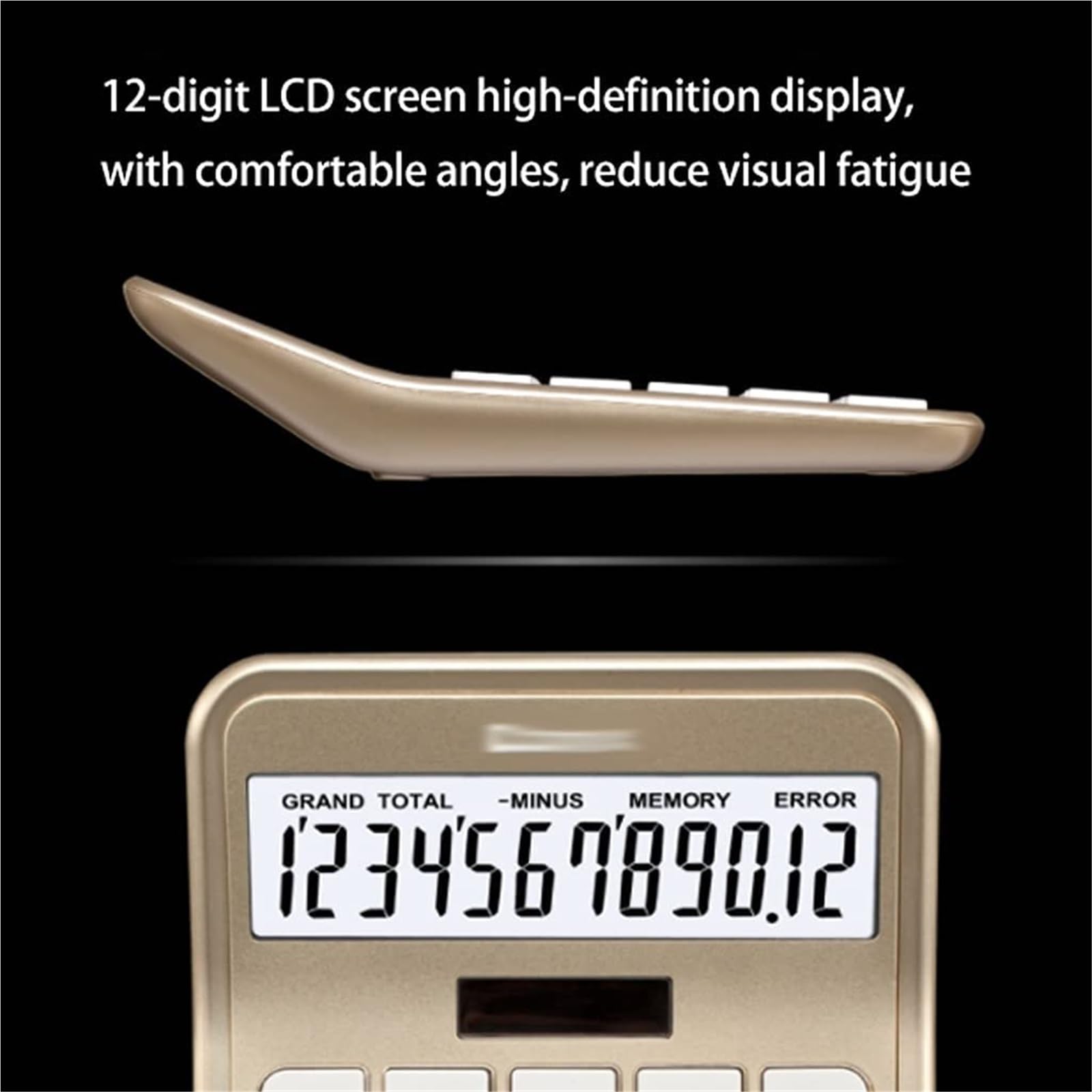 Calcolatrice per Ufficio Calcolatrice con Funzione Standard, Display LCD A 12 Cifre, Batteria Solare, Doppia Alimentazione Scuola